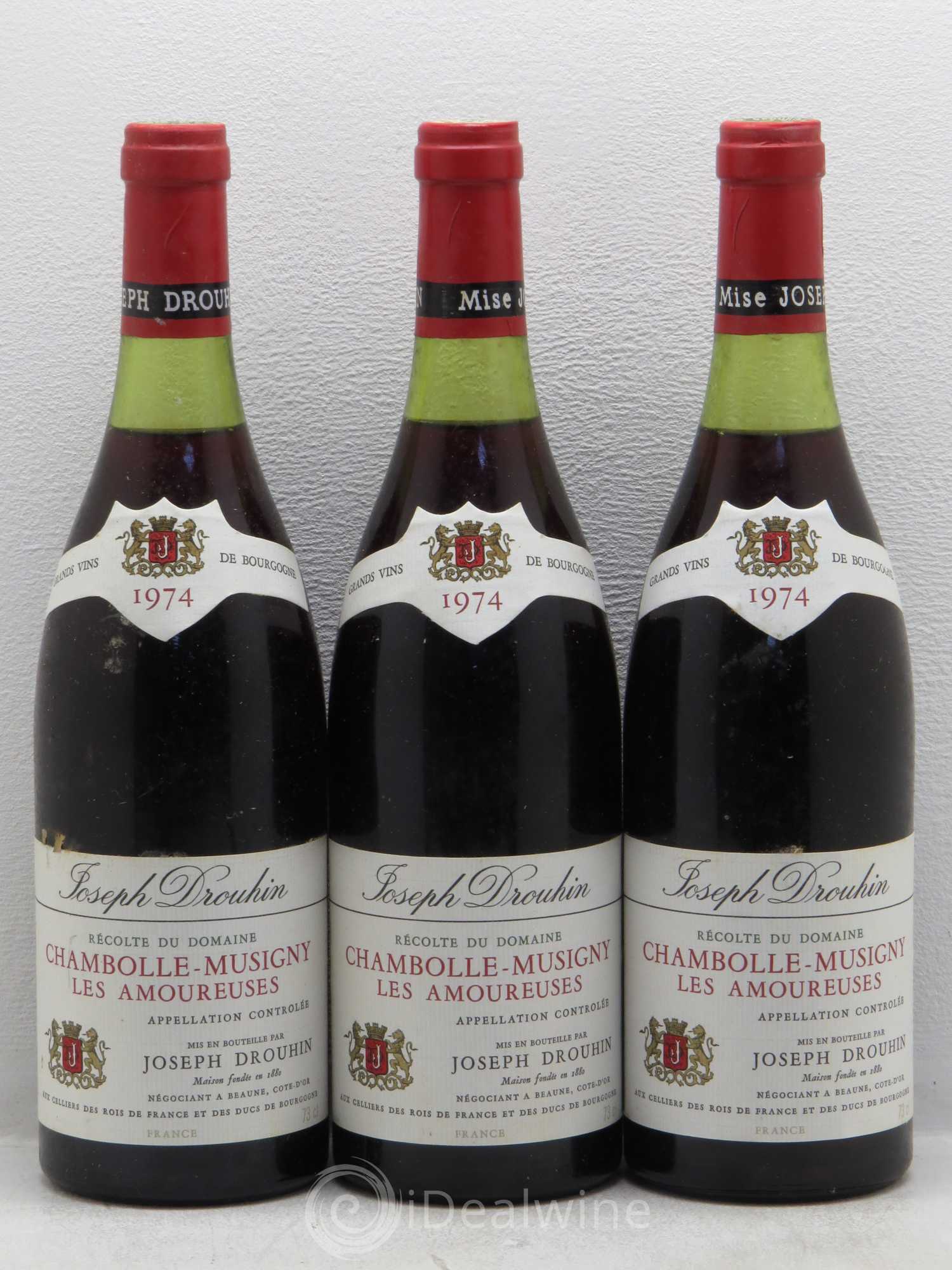Chambolle-Musigny 1er Cru Les Amoureuses Joseph Drouhin 1974 - Lot de 3 bouteilles - 0