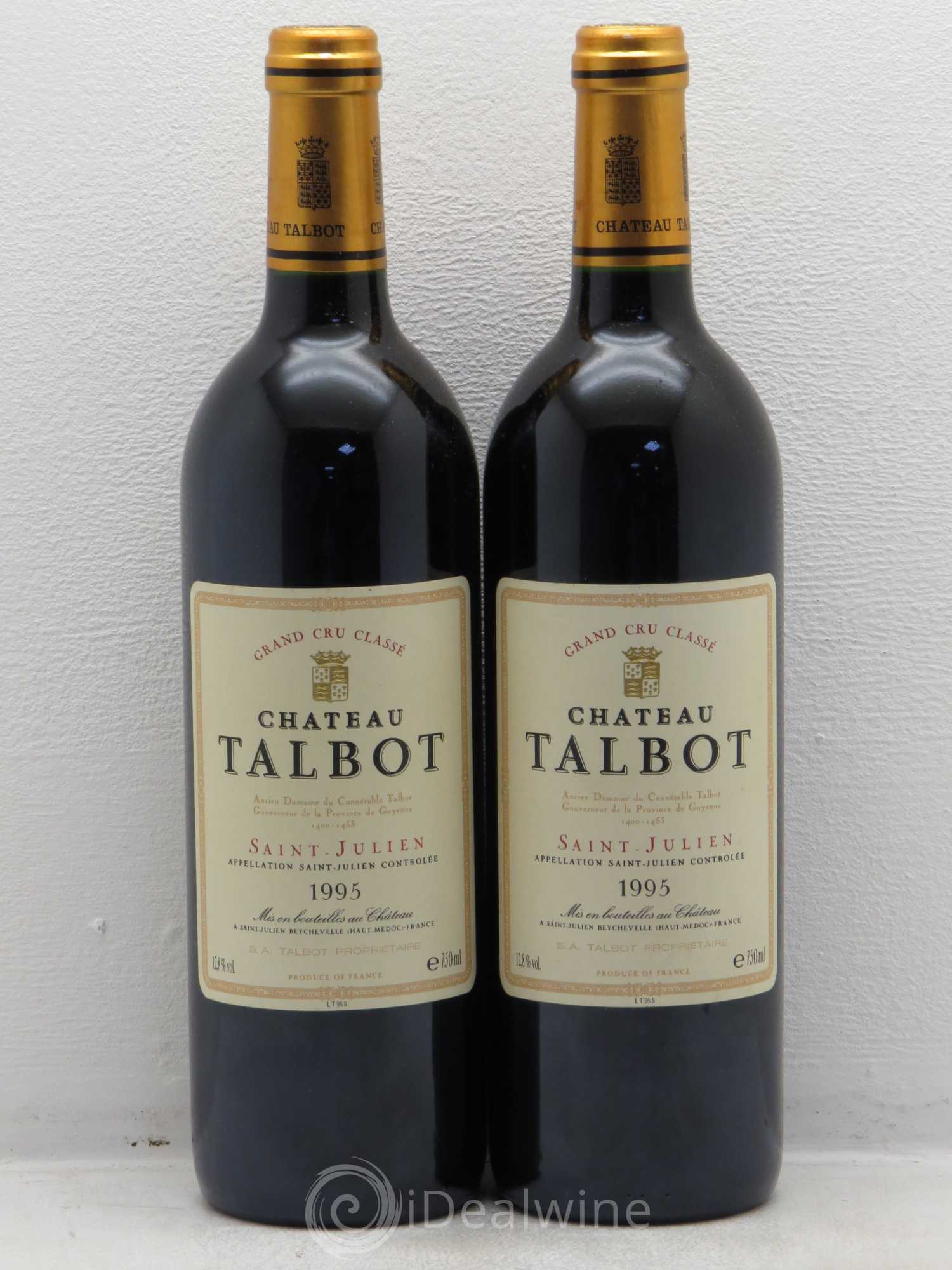 Château Talbot 4ème Grand Cru Classé 1995 - Lot de 2 bouteilles - 0