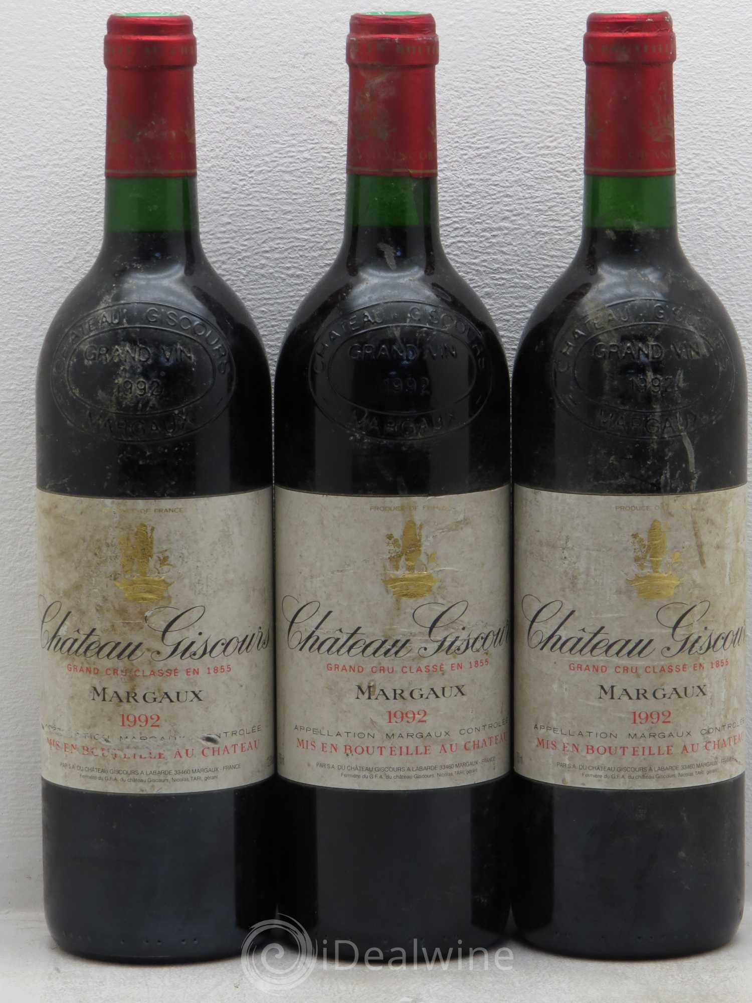 Château Giscours 3ème Grand Cru Classé 1992 - Lot de 3 bouteilles - 0
