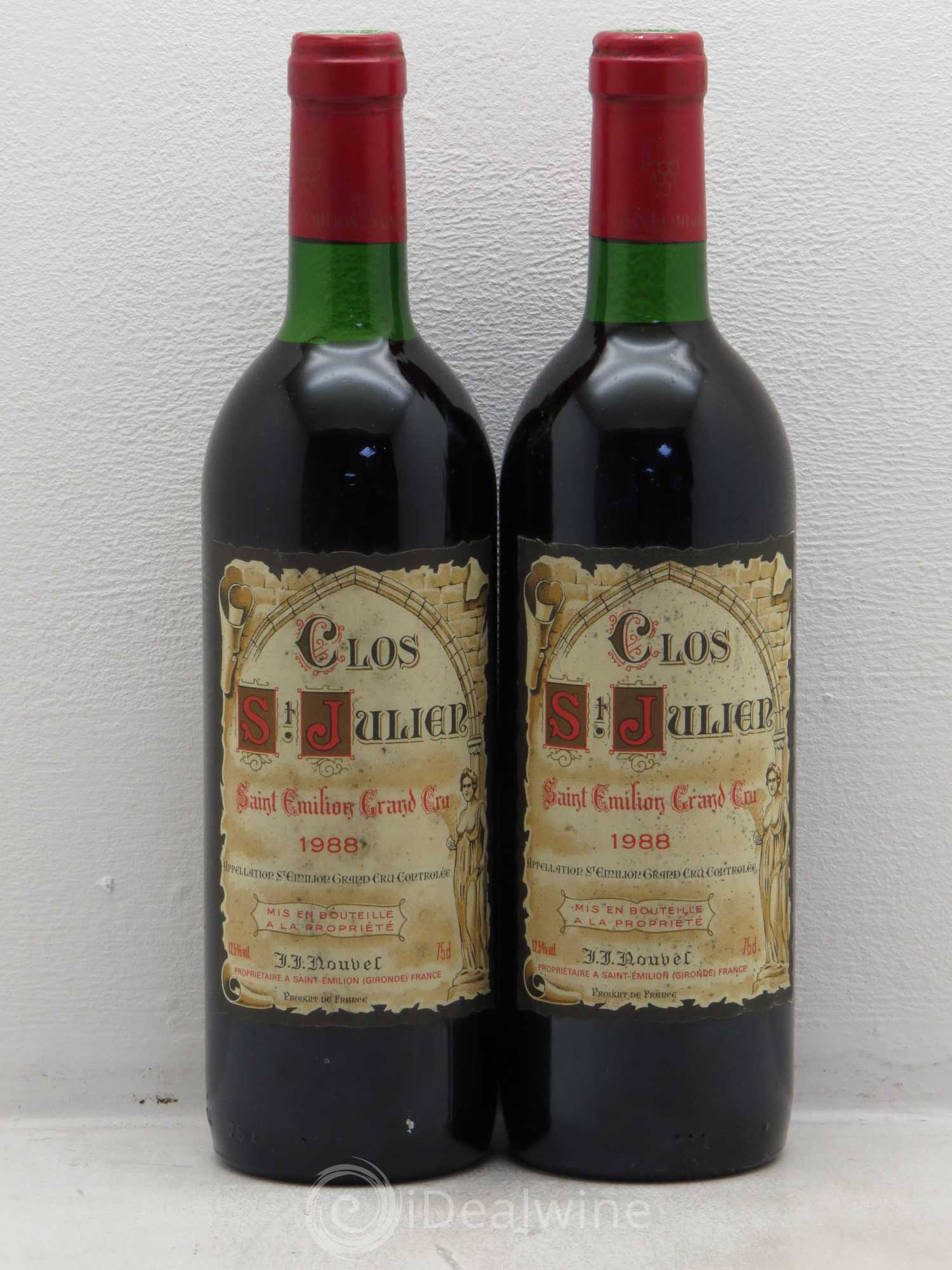 Saint-Émilion Clos Saint Julien 1988 - Lot de 2 bouteilles - 0