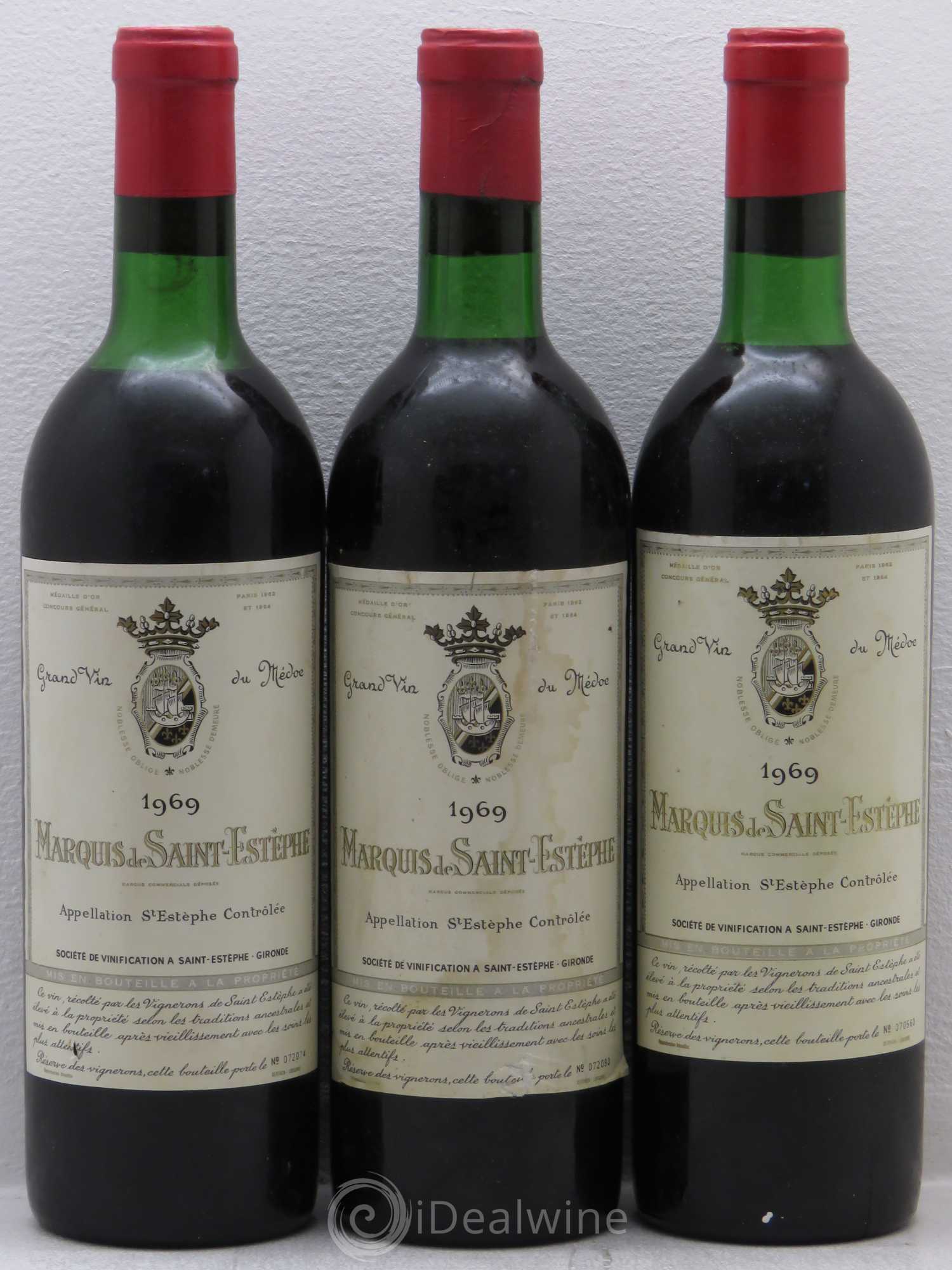 Marquis de Saint Estèphe 1969 - Lot de 3 bouteilles - 0