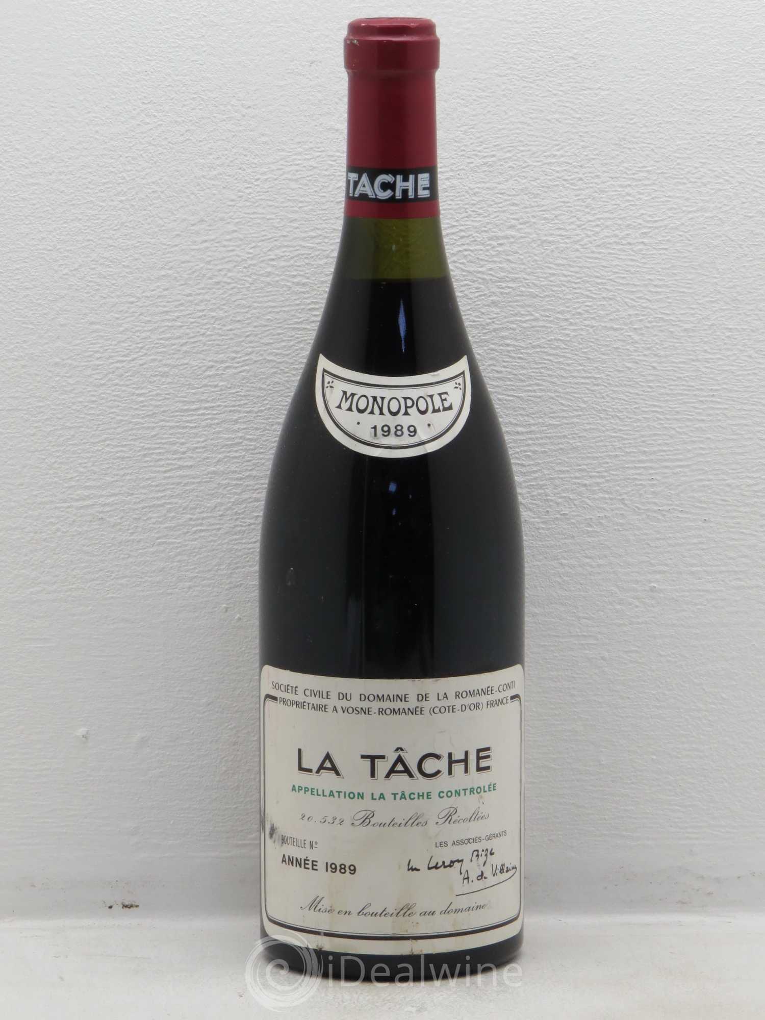 La Tâche Grand Cru Domaine de la Romanée-Conti 1989 - Lot de 1 bouteille - 0