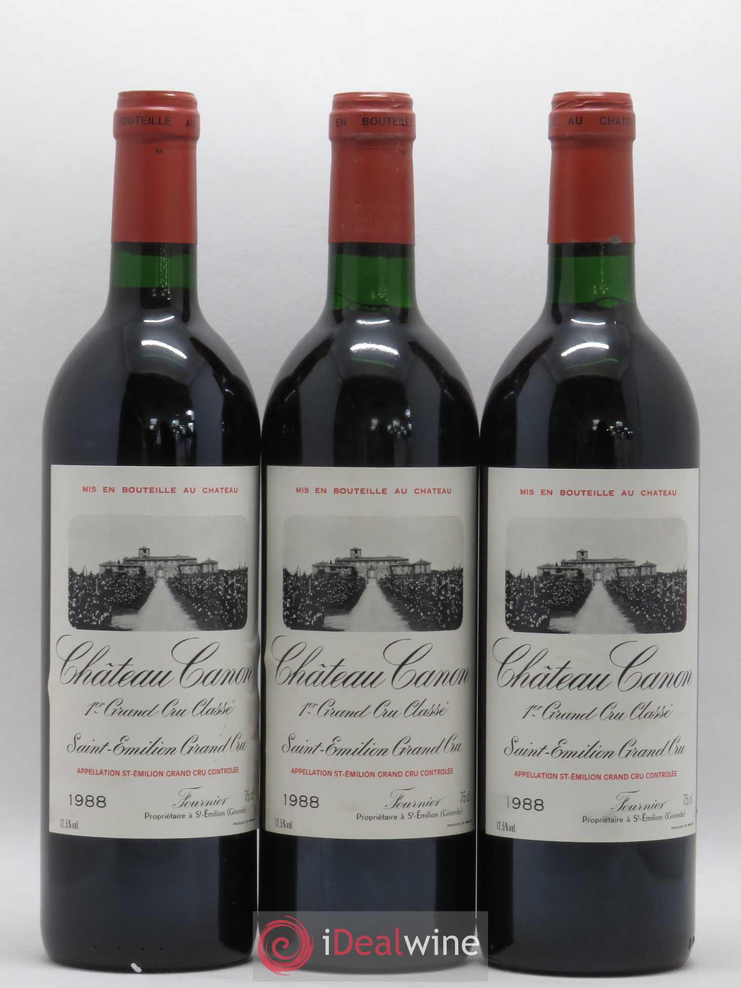 Château Canon 1er Grand Cru Classé B 1988 - Lot de 3 bouteilles - 0