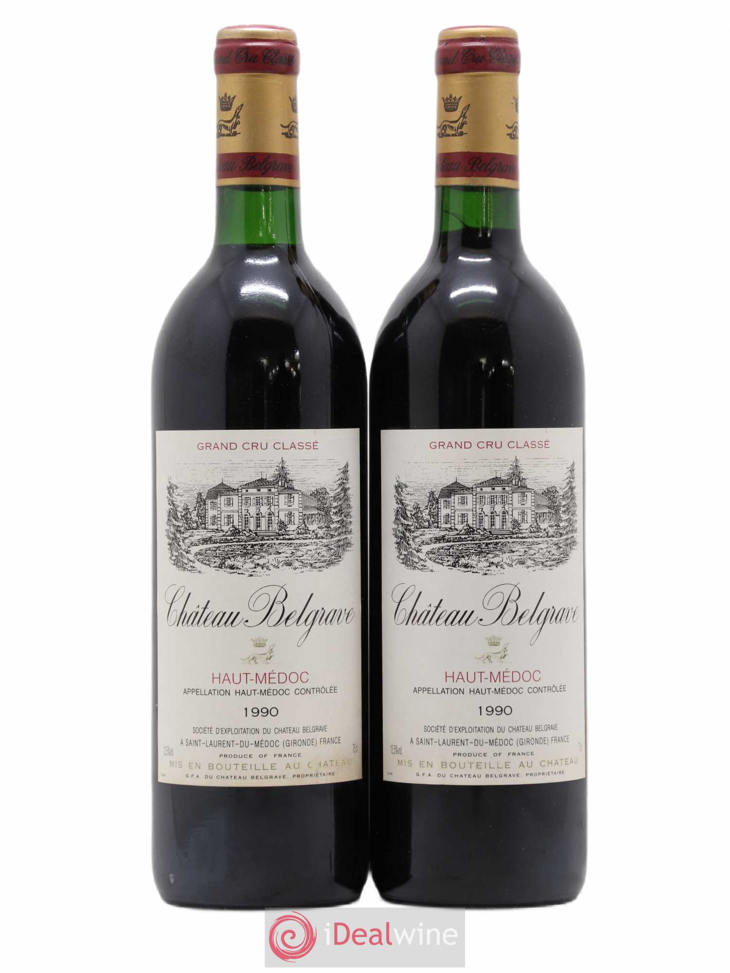 Château Belgrave 5ème Grand Cru Classé 1990 - Lot de 2 bouteilles - 0