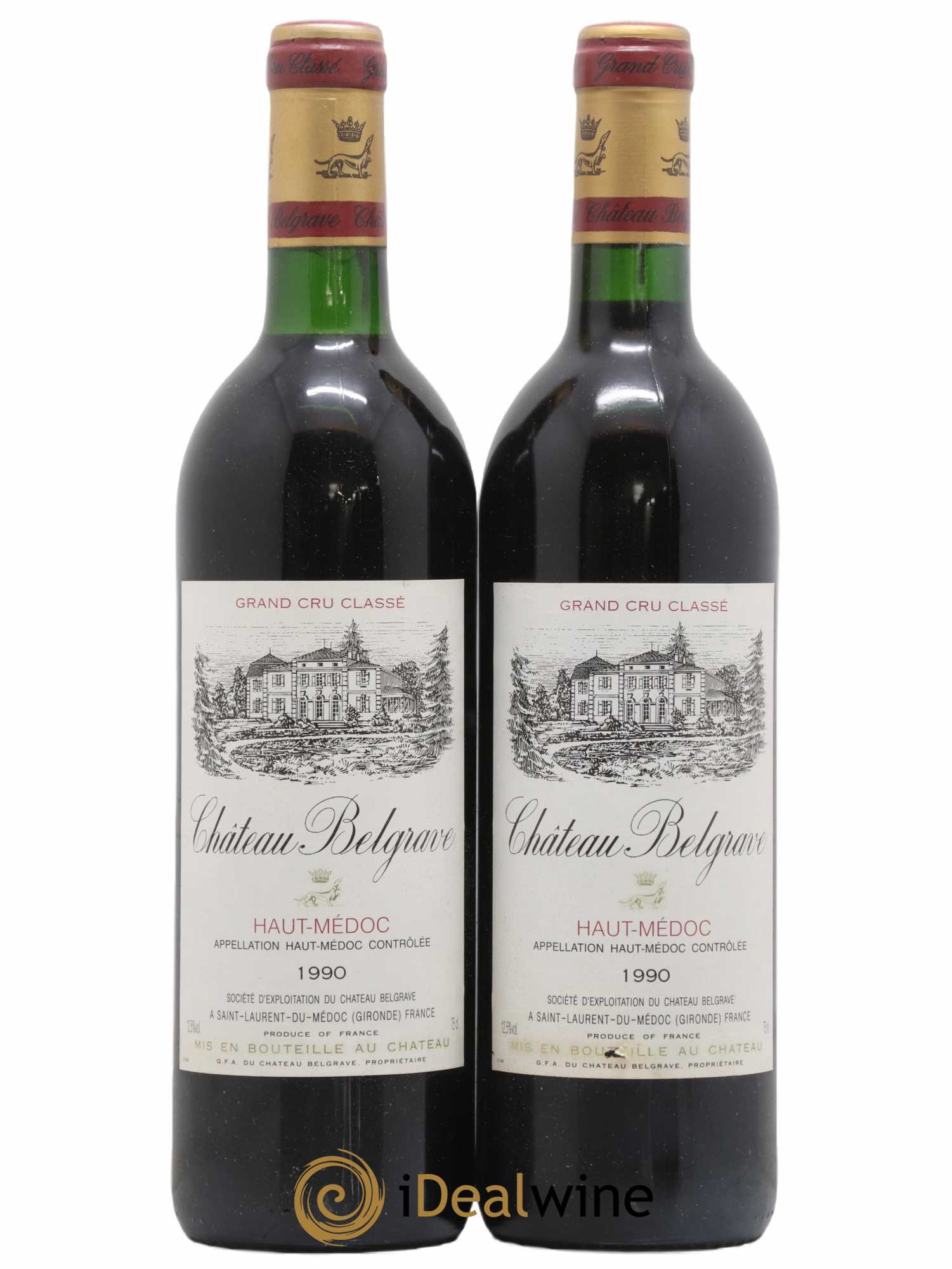 Château Belgrave 5ème Grand Cru Classé 1990 - Lot de 2 bouteilles - 0