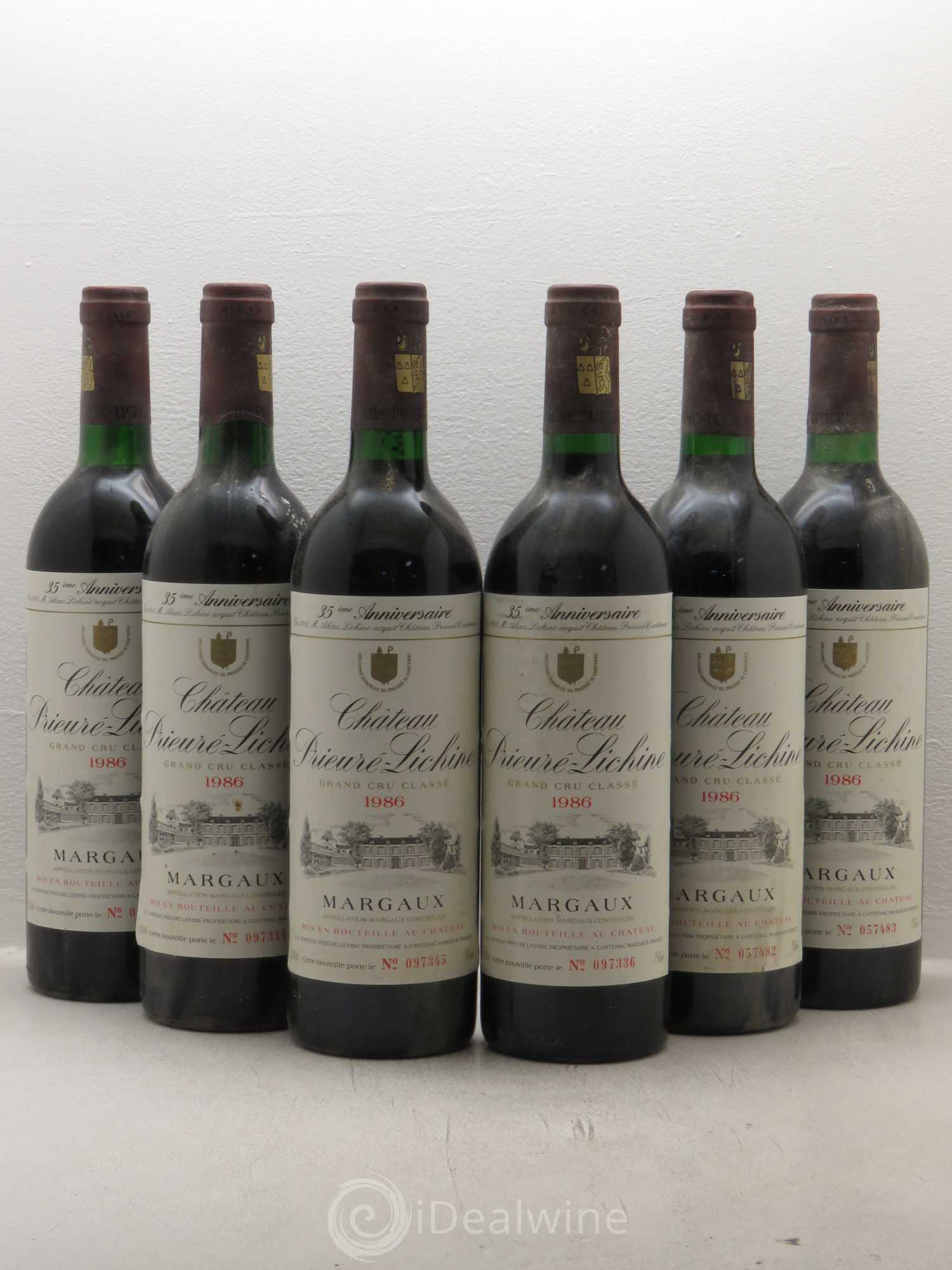 Château Prieuré Lichine 4ème Grand Cru Classé 1986 - Lot de 6 bouteilles - 0