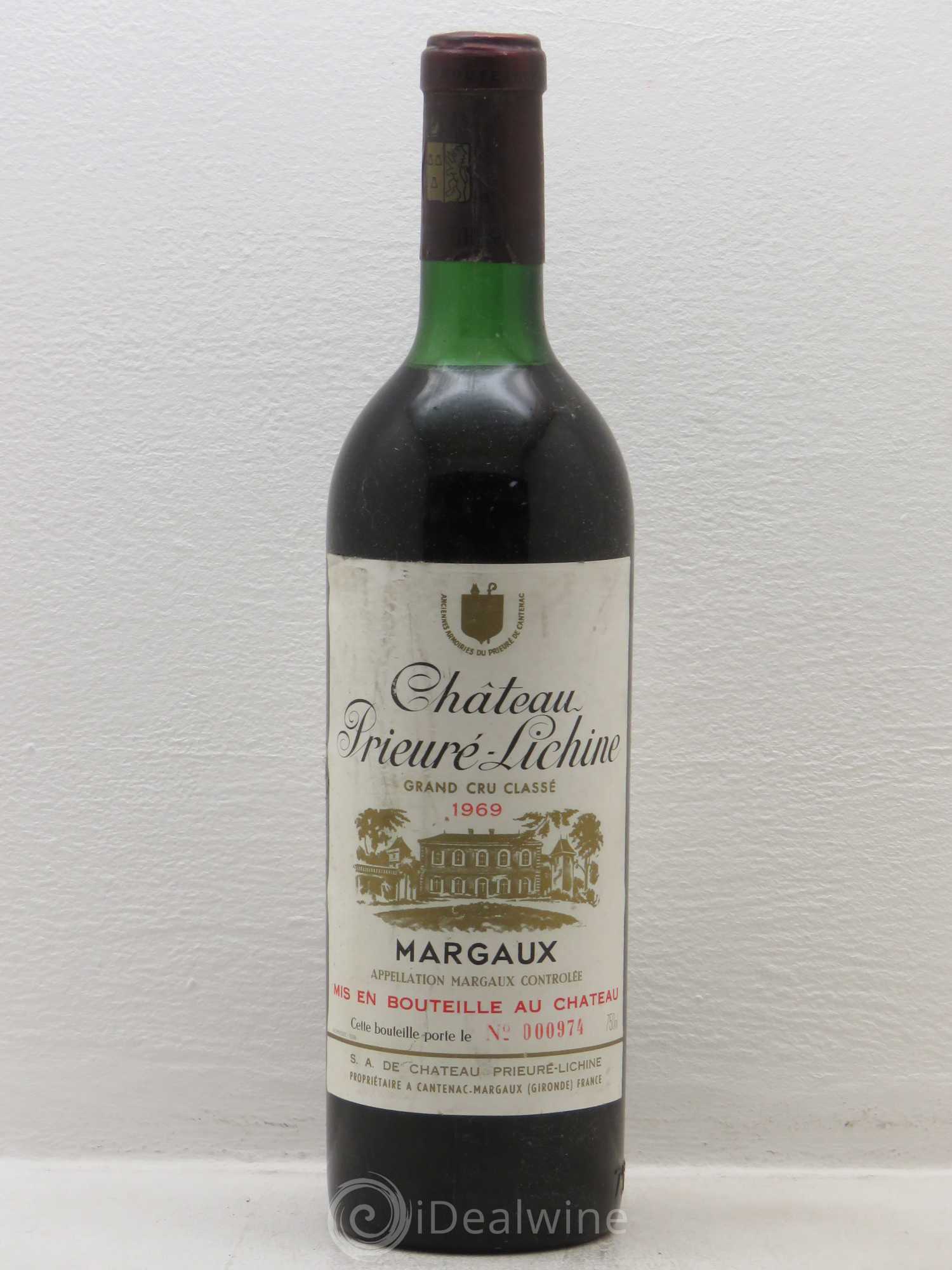 Château Prieuré Lichine 4ème Grand Cru Classé 1969 - Lot de 1 bouteille - 0