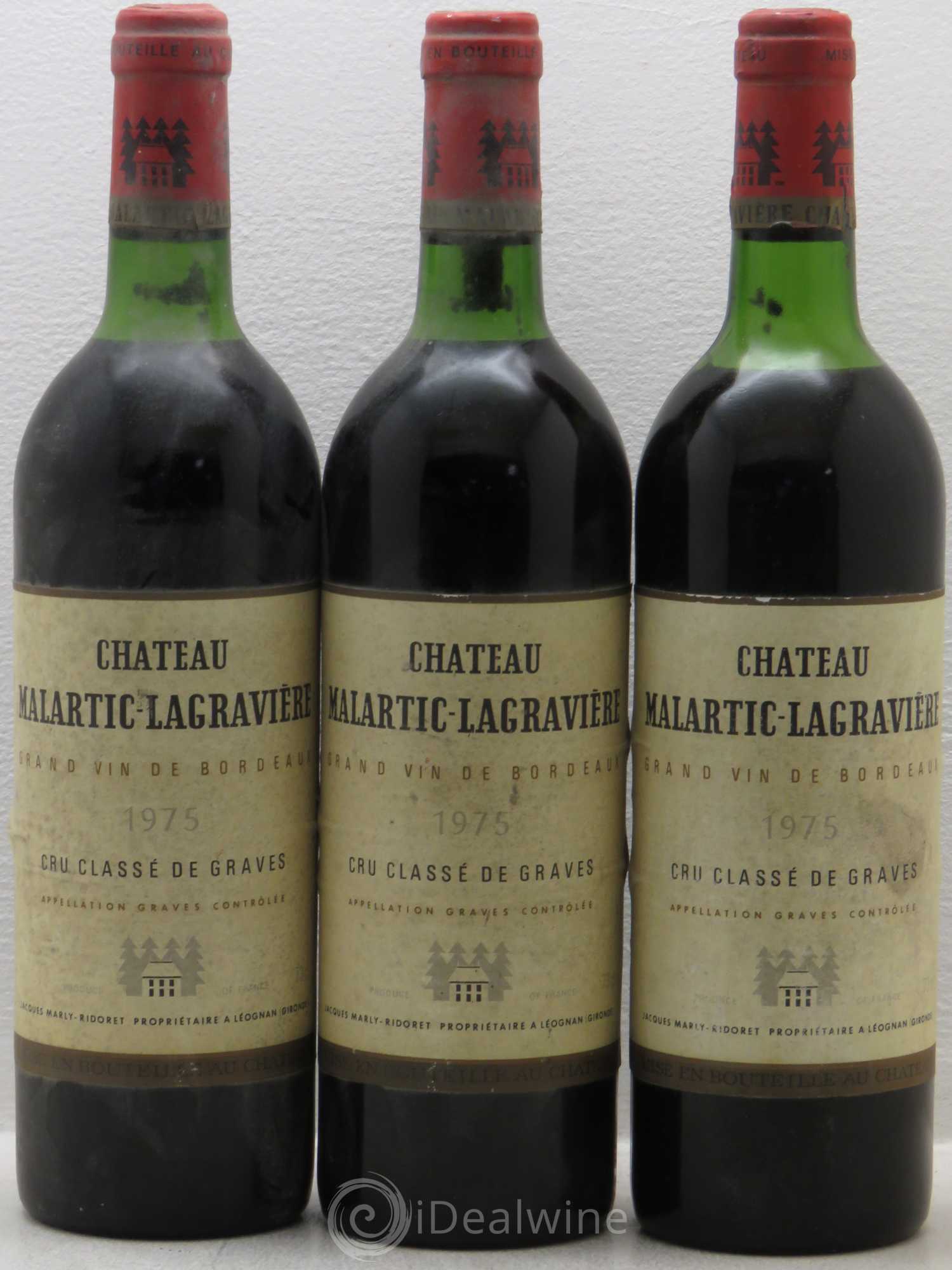 Château Malartic-Lagravière Cru Classé de Graves 1975 - Lot de 3 bouteilles - 0