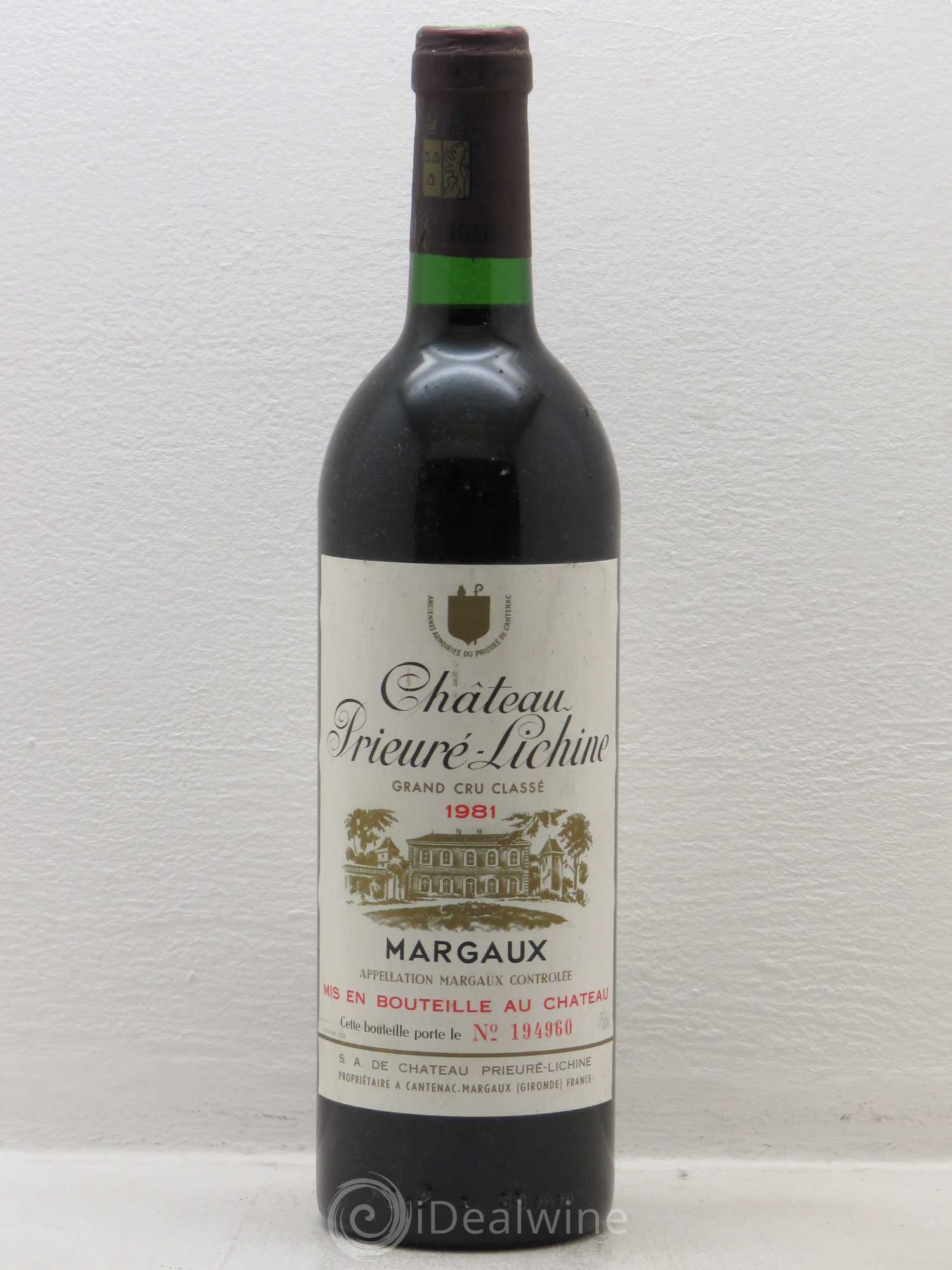 Château Prieuré Lichine 4ème Grand Cru Classé 1981 - Lot de 1 bouteille - 0