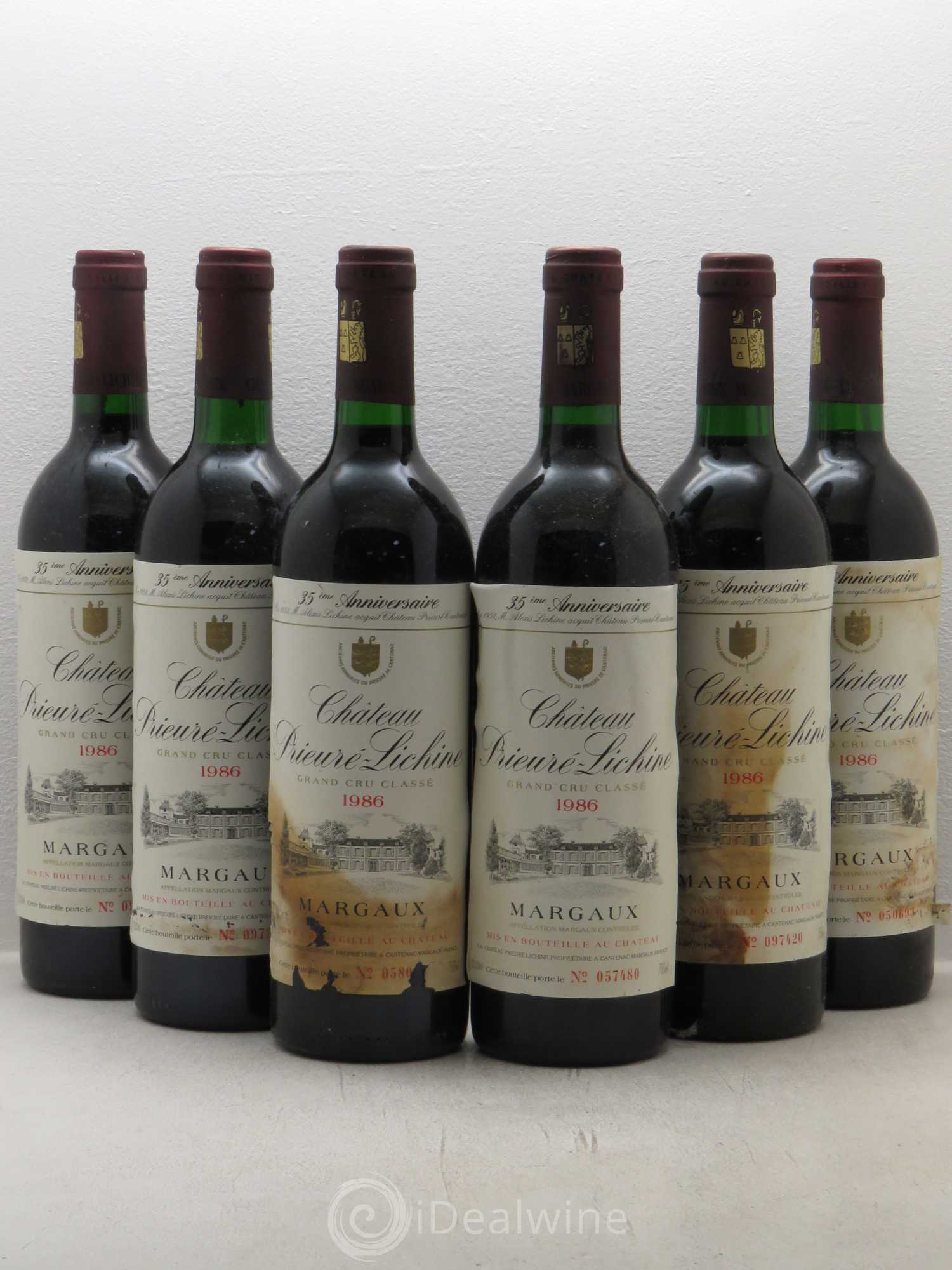 Château Prieuré Lichine 4ème Grand Cru Classé 1986 - Lot de 6 bouteilles - 0
