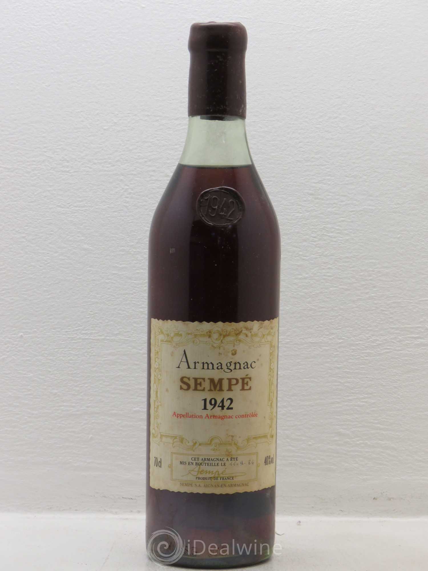 Armagnac Sempé. 70cl 1942 - Posten von 1 Flasche - 0