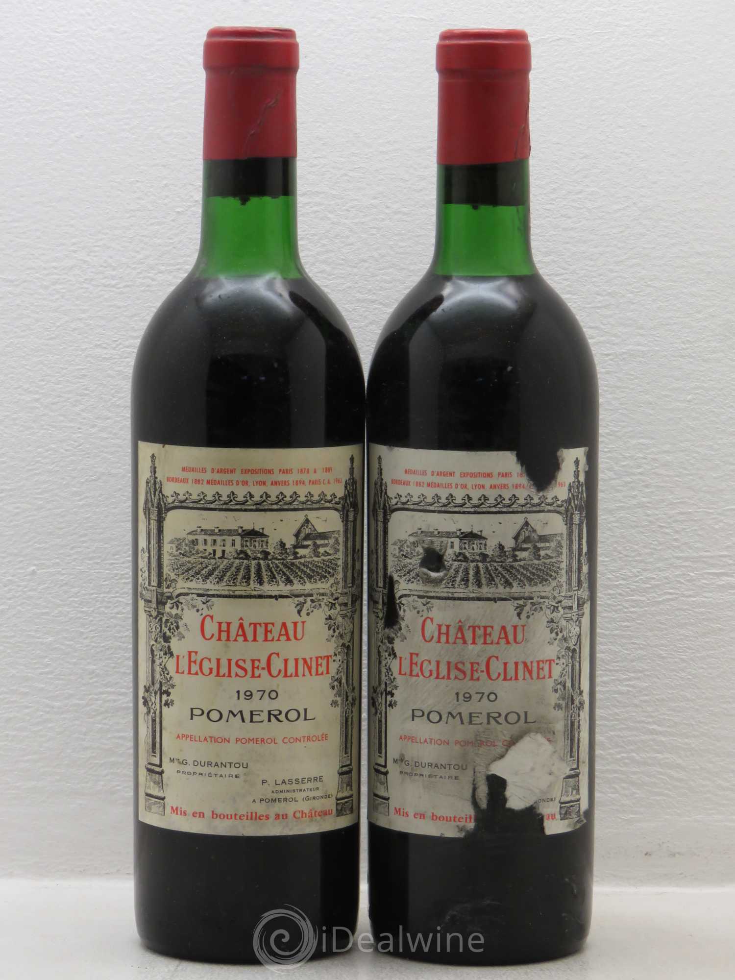 Château l' Église Clinet 1970 - Lot de 2 bouteilles - 0