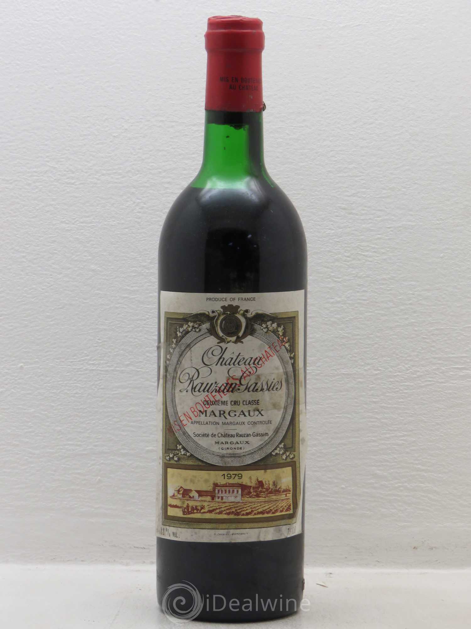 Château Rauzan-Gassies 2ème Grand Cru Classé étiquettes scotchées 1979 - Posten von 1 Flasche - 0