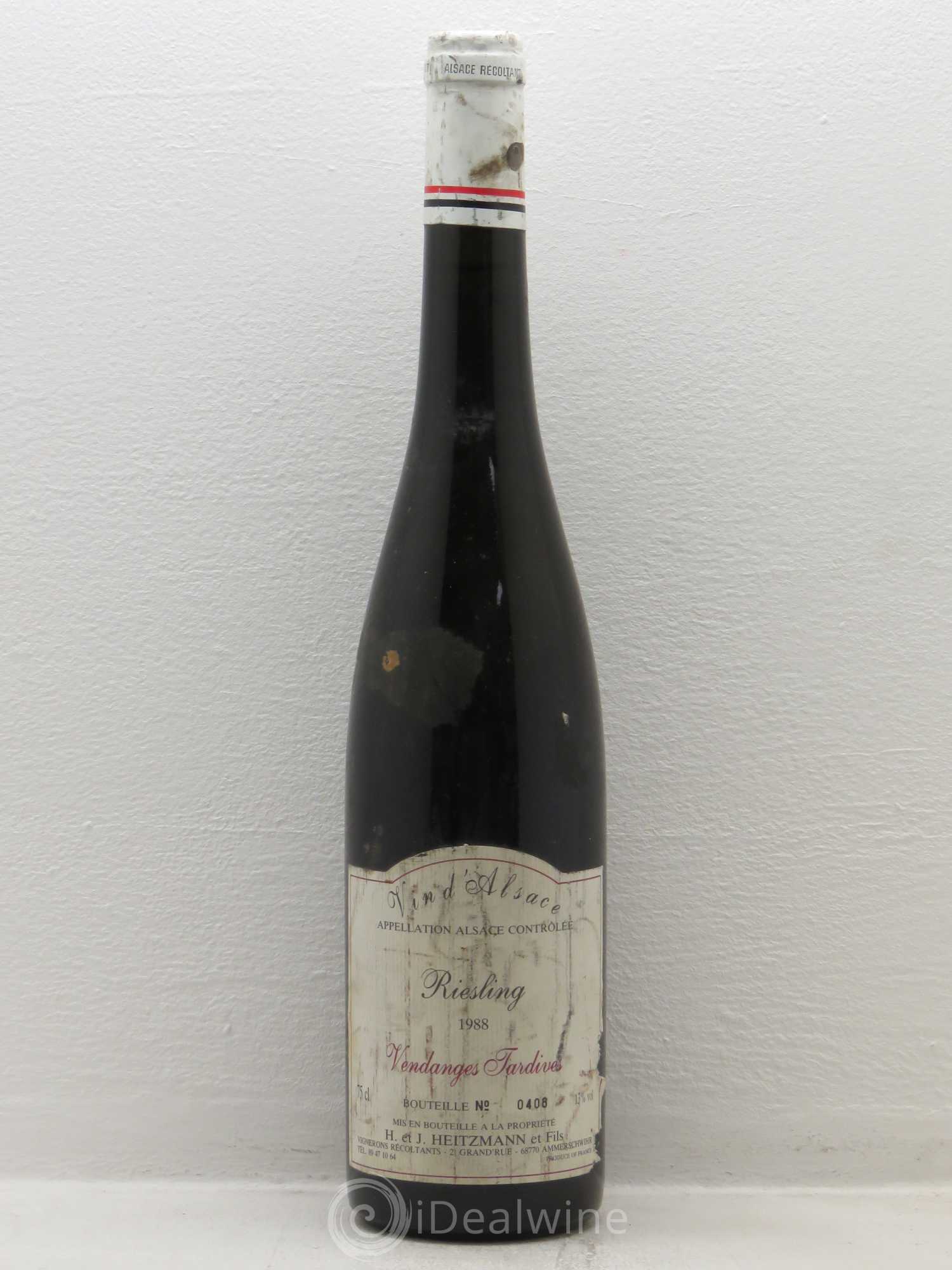 Riesling Vendanges Tardives Heitzmann 1988 - Posten von 1 Flasche - 0