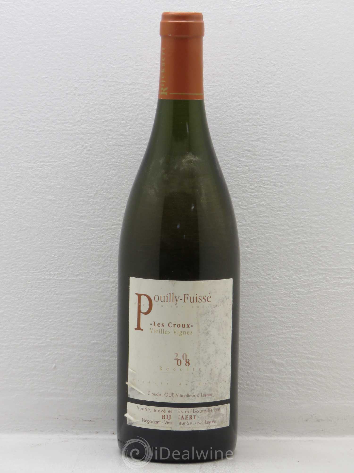Pouilly-Fuissé Les Croux Vieilles Vignes Rikckaert 2008 - Posten von 1 Flasche - 0