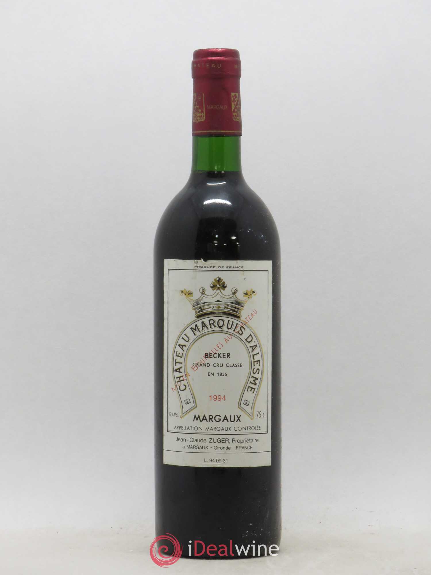 Château Marquis d'Alesme 1994 - Lot de 1 bouteille - 0
