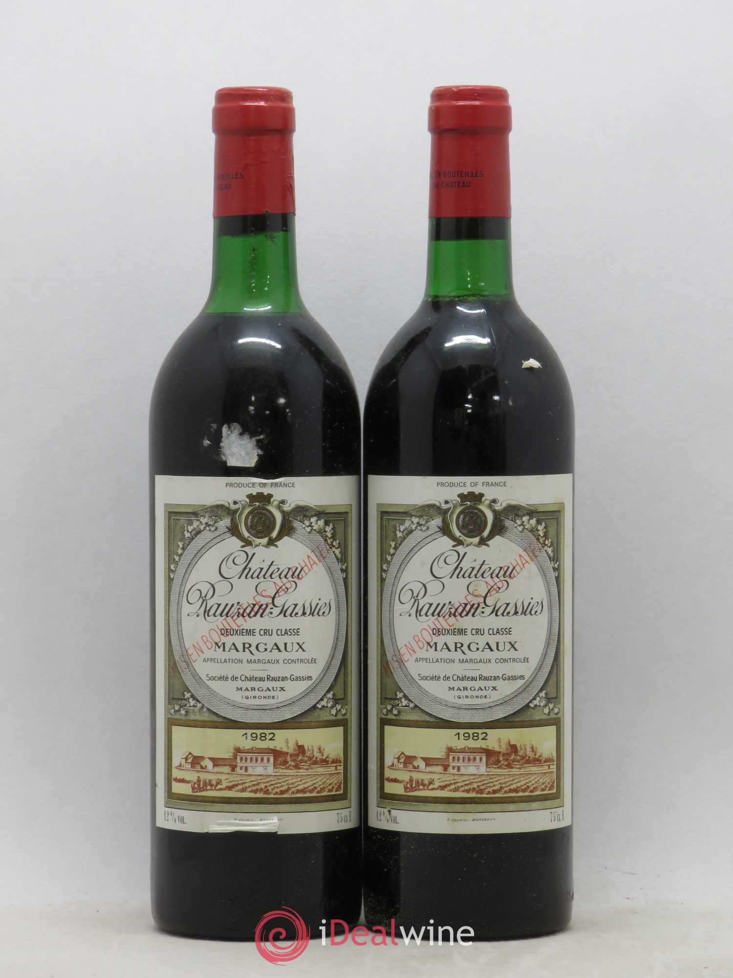 Château Rauzan-Gassies 2ème Grand Cru Classé 1982 - Lot de 2 bouteilles - 0