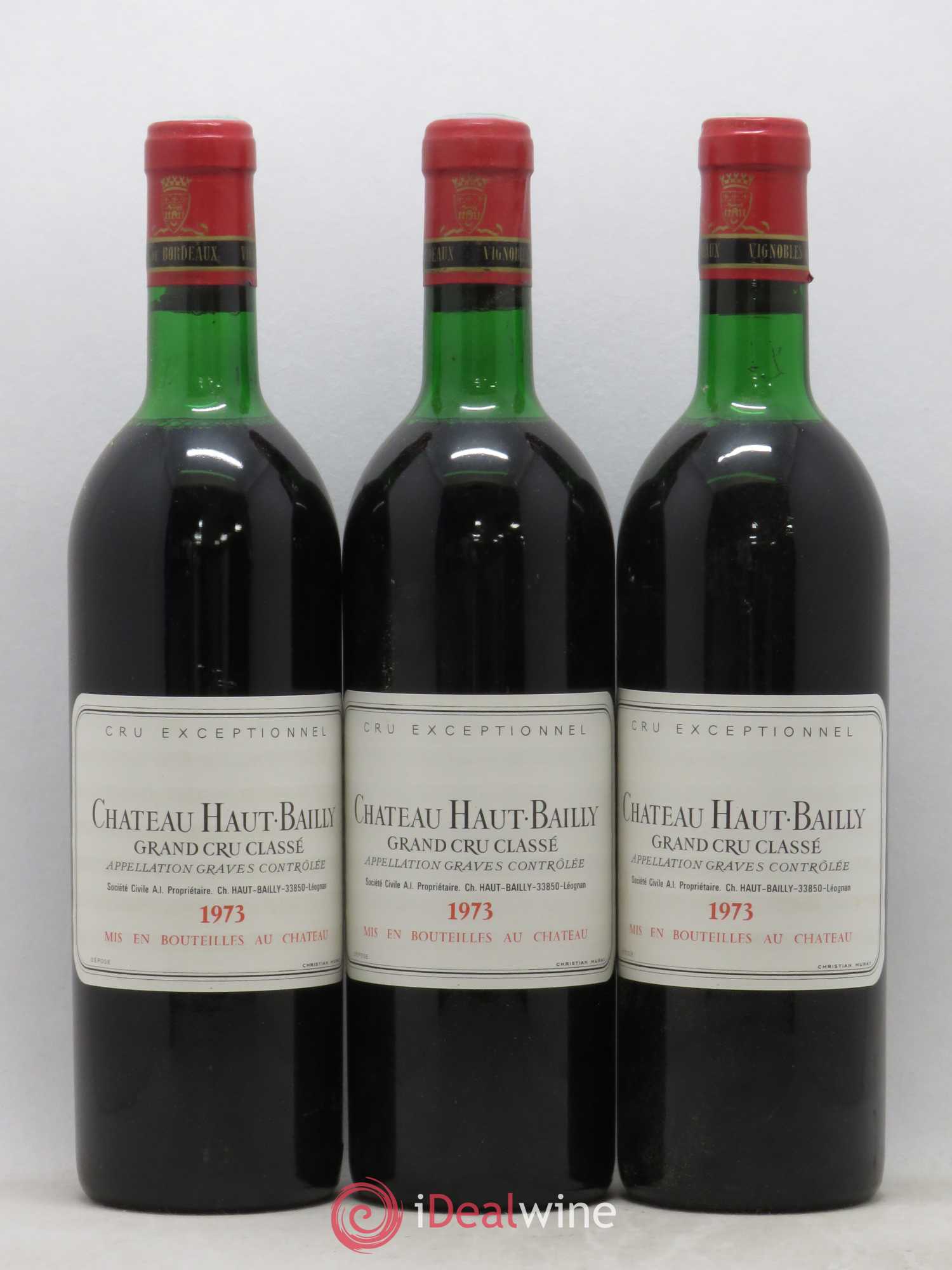 Château Haut-Bailly Cru Classé de Graves 1973 - Lot de 3 bouteilles - 0