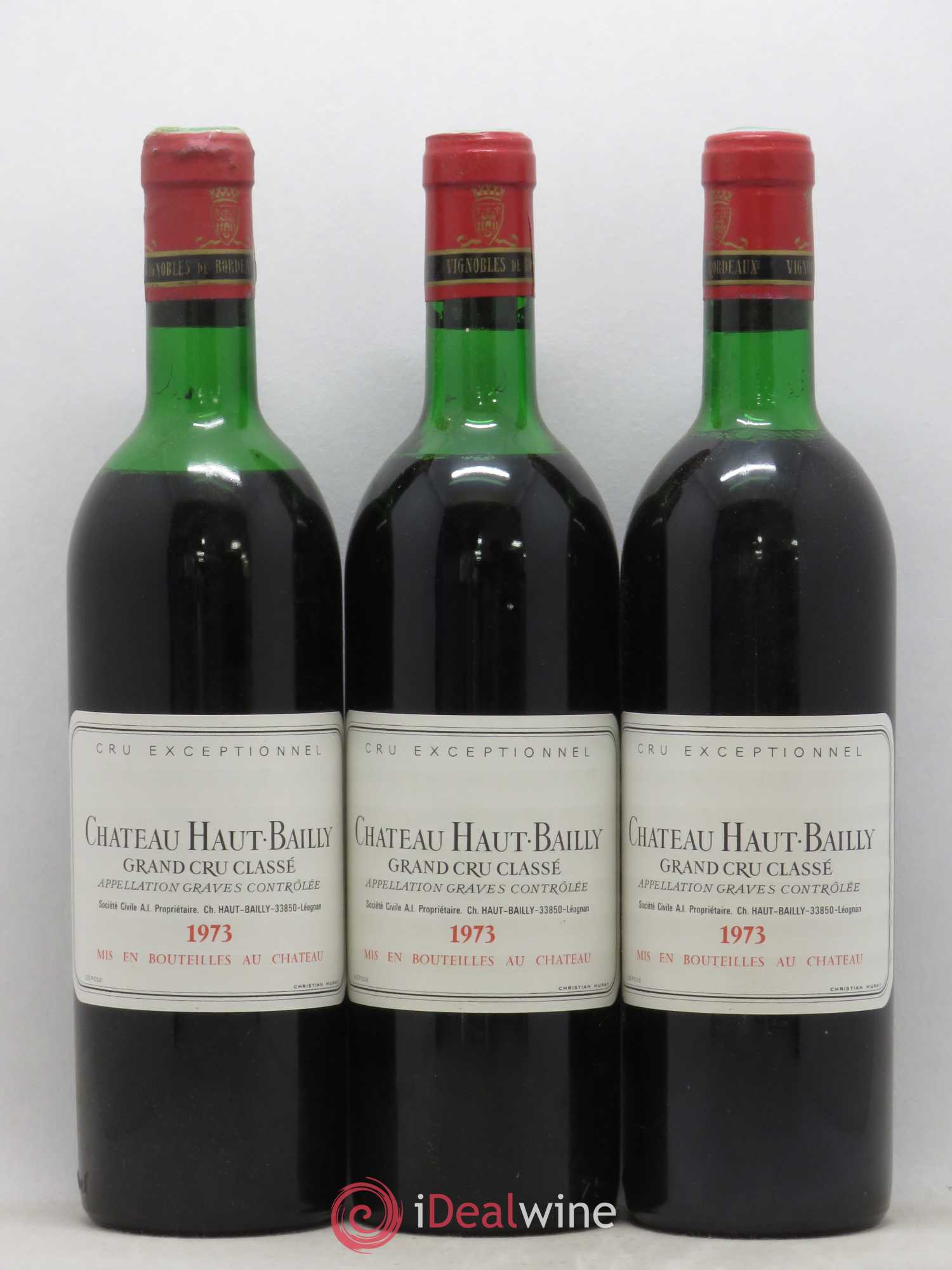 Château Haut-Bailly Cru Classé de Graves 1973 - Lot de 3 bouteilles - 0