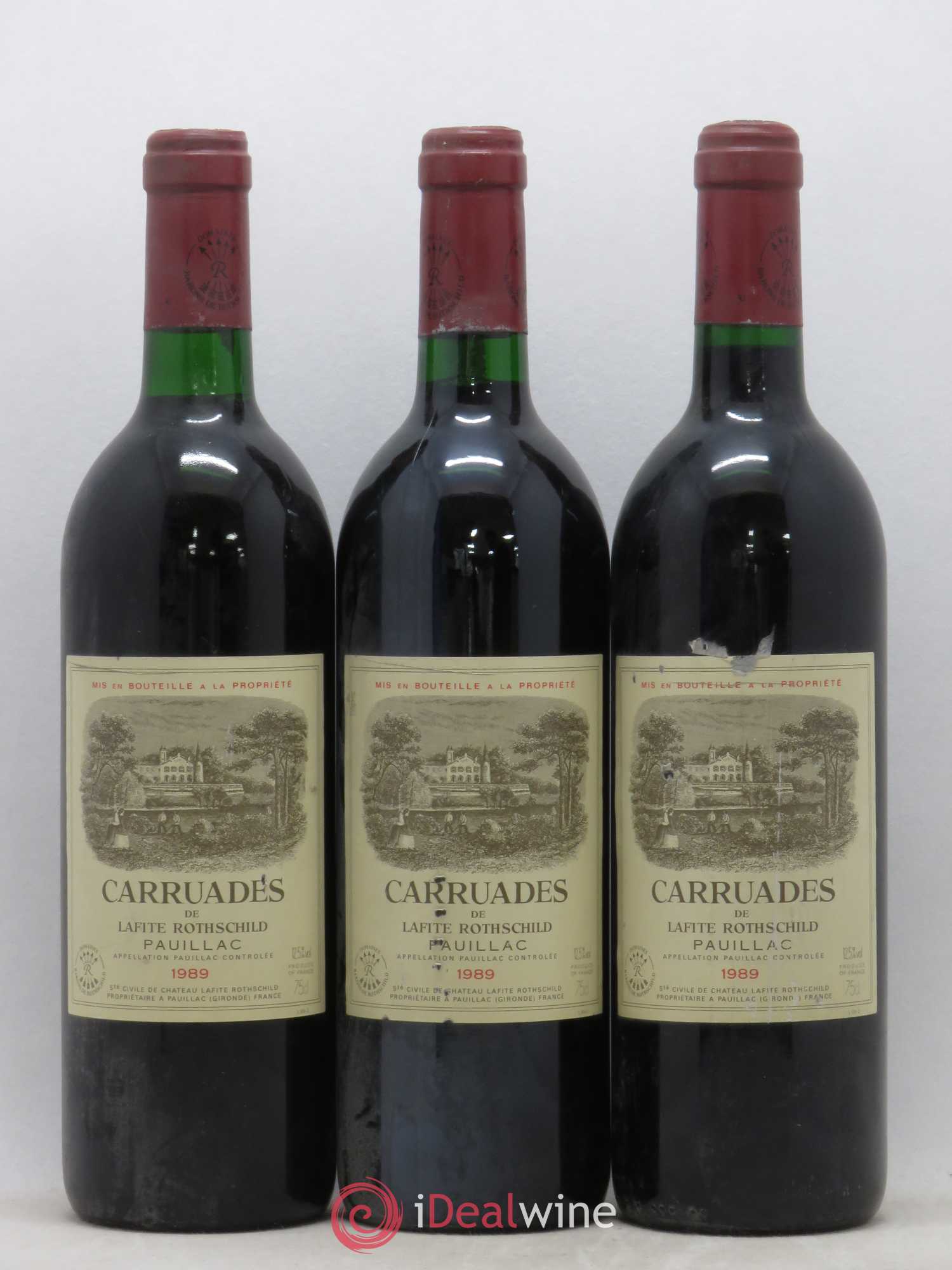 Carruades de Lafite Rothschild Second Vin 1989 - Lot de 3 bouteilles - 0