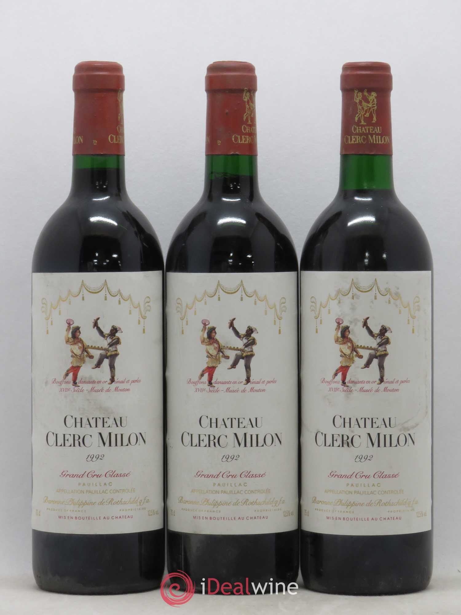 Château Clerc Milon 5ème Grand Cru Classé 1992 - Lot de 3 bouteilles - 0
