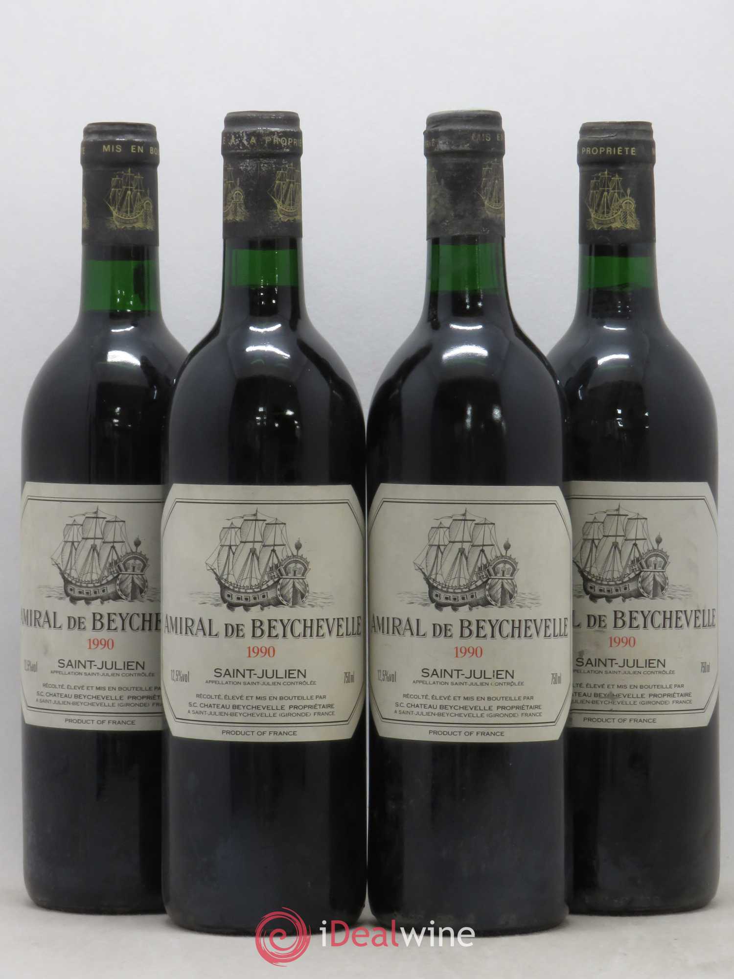 Amiral de Beychevelle Second Vin 1990 - Lot de 4 bouteilles - 0