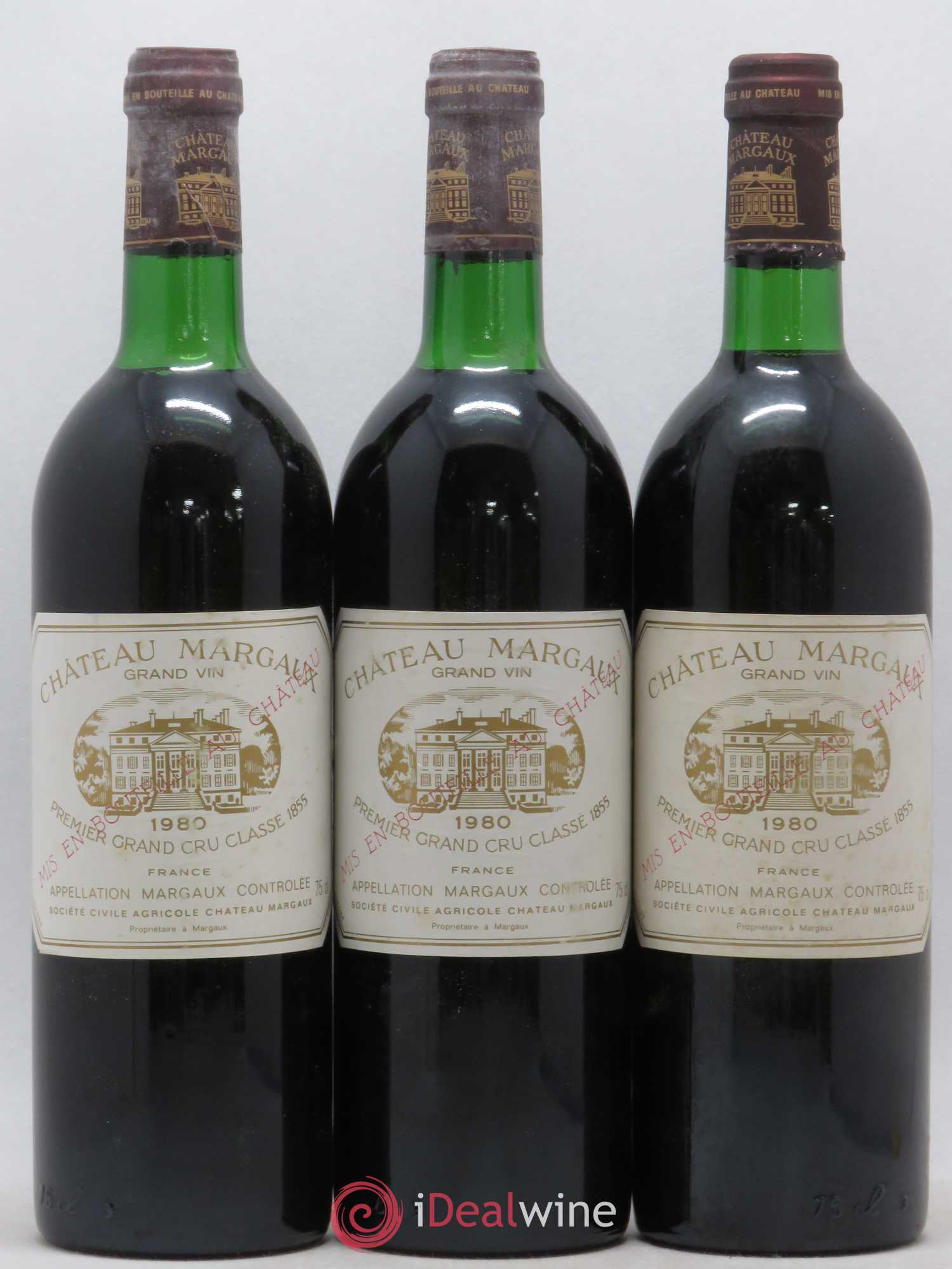 Château Margaux 1er Grand Cru Classé 1980 - Lot de 3 bouteilles - 0