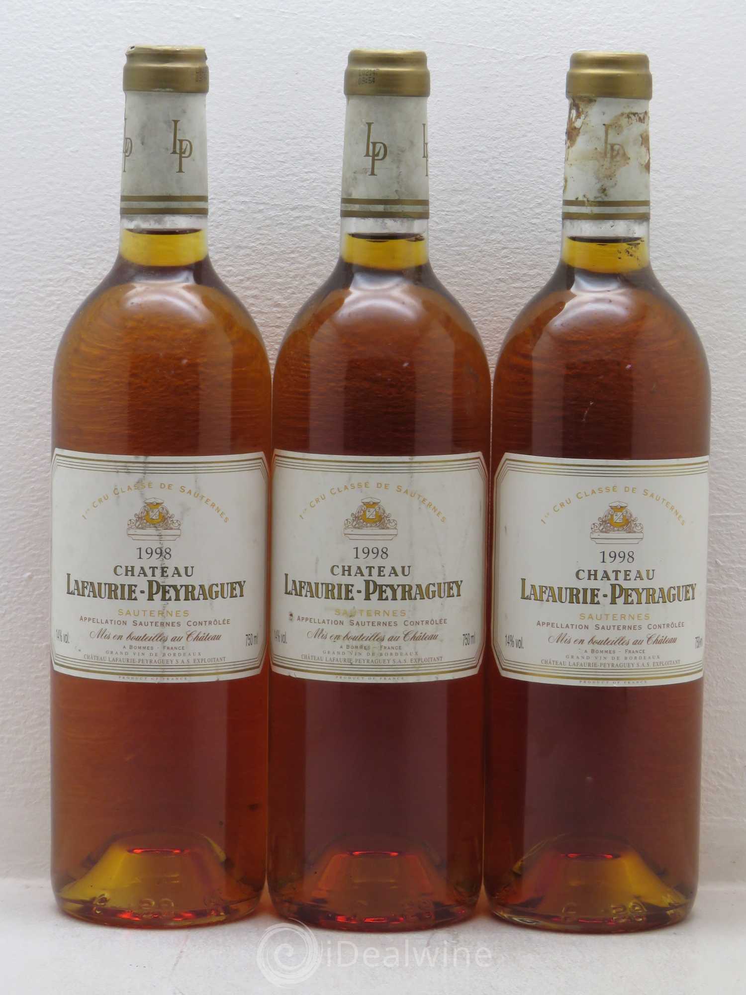Château Lafaurie-Peyraguey 1er Grand Cru Classé 1998 - Lotto di 3 bottiglie - 0