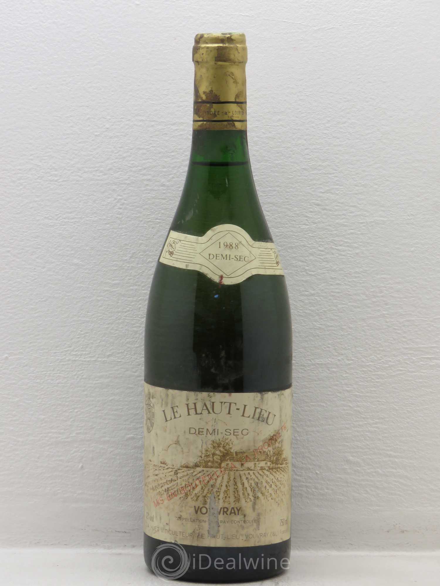Vouvray Le Haut-Lieu Demi-Sec Domaine Huet 1988 - Lot de 1 bouteille - 0