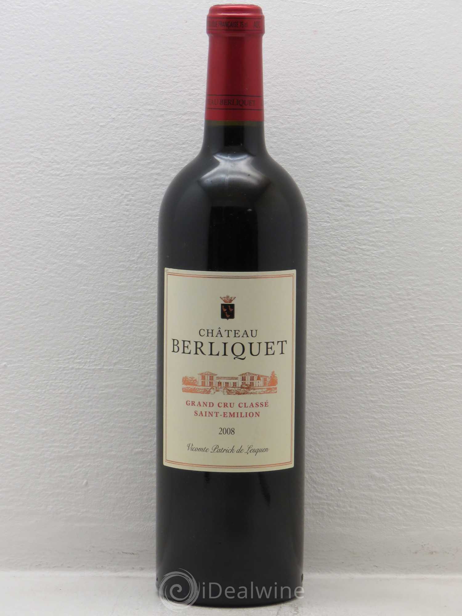 Château Berliquet Grand Cru Classé 2008 - Lot de 1 bouteille - 0
