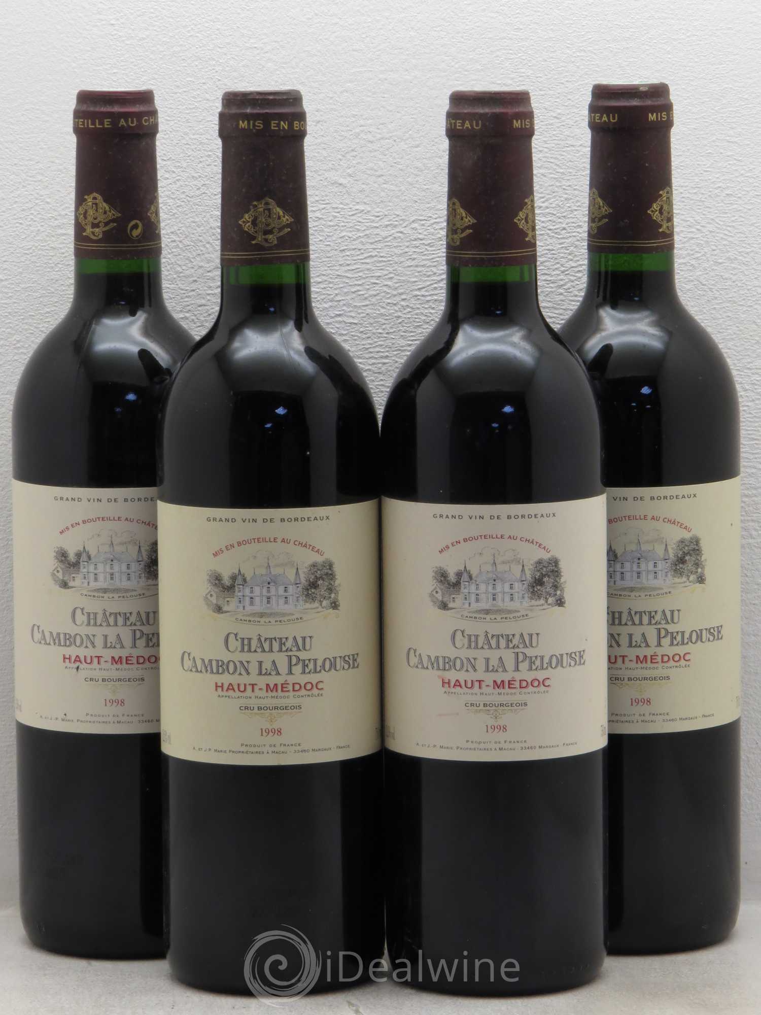 Château Cambon la Pelouse Cru Bourgeois 1998 - Lot de 4 bouteilles - 0