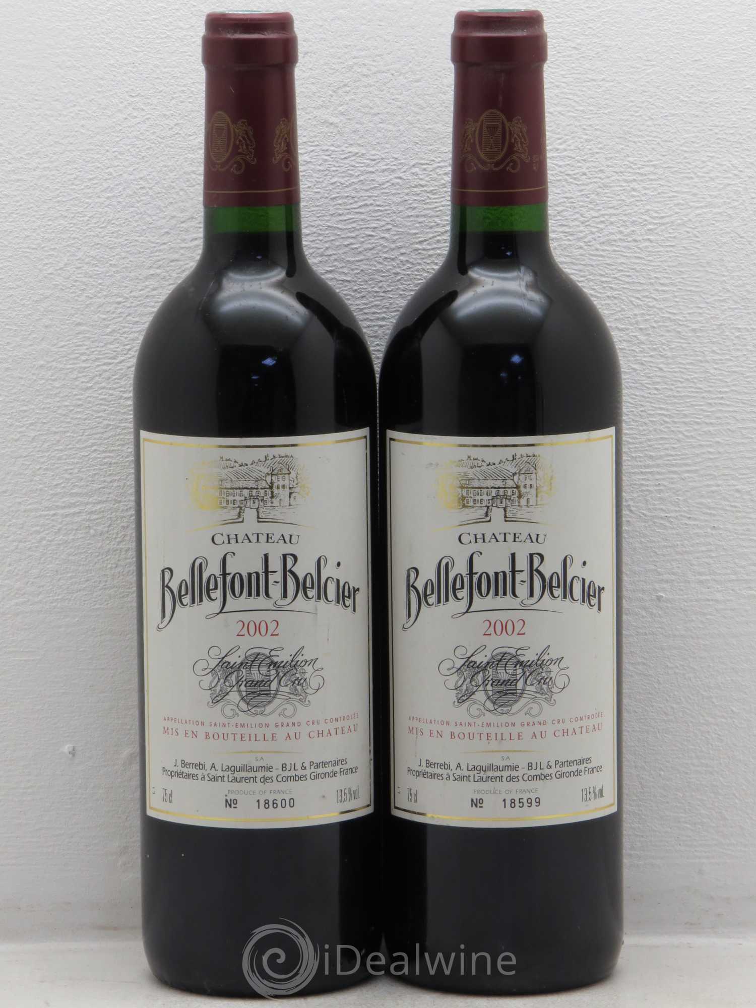 Château Bellefont-Belcier Grand Cru Classé 2002 - Lot de 2 bouteilles - 0