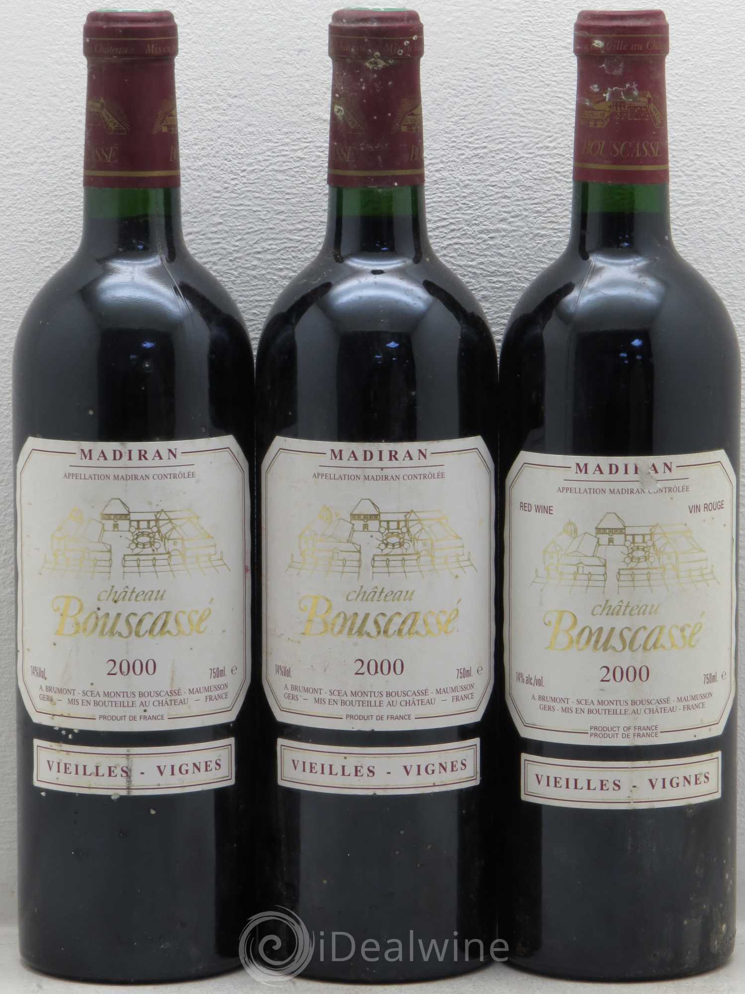 Madiran Vieilles Vignes Château Bouscassé - Alain Brumont 2000 - Lot de 3 bouteilles - 0