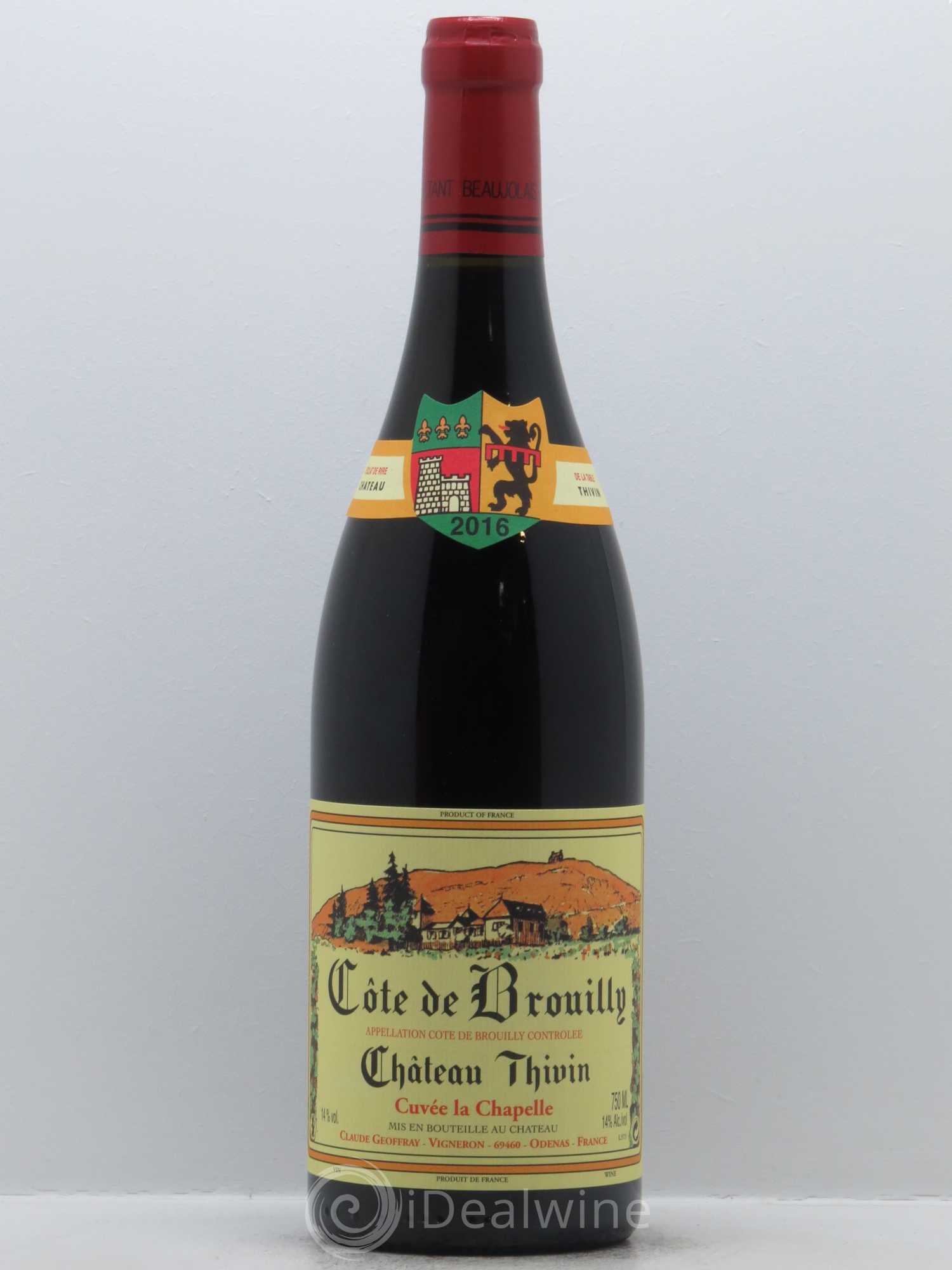 Côte de Brouilly Cuvée La Chapelle Château Thivin 2016 - Lot de 1 bouteille - 0