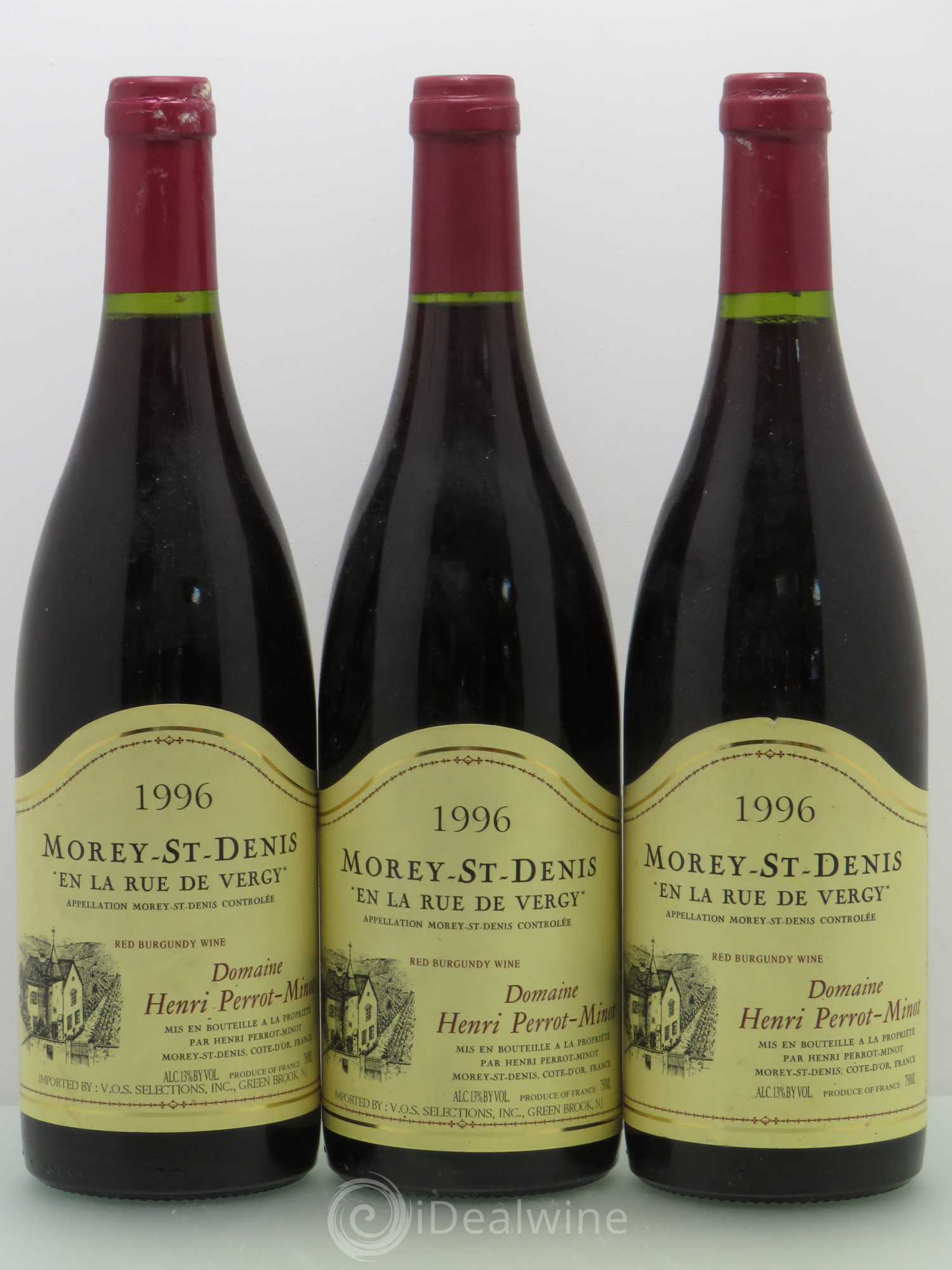 Morey-Saint-Denis En La Rue De Vergy Domaine Perrot Minot (sans prix de réserve) 1996 - Posten von 3 Flaschen - 0