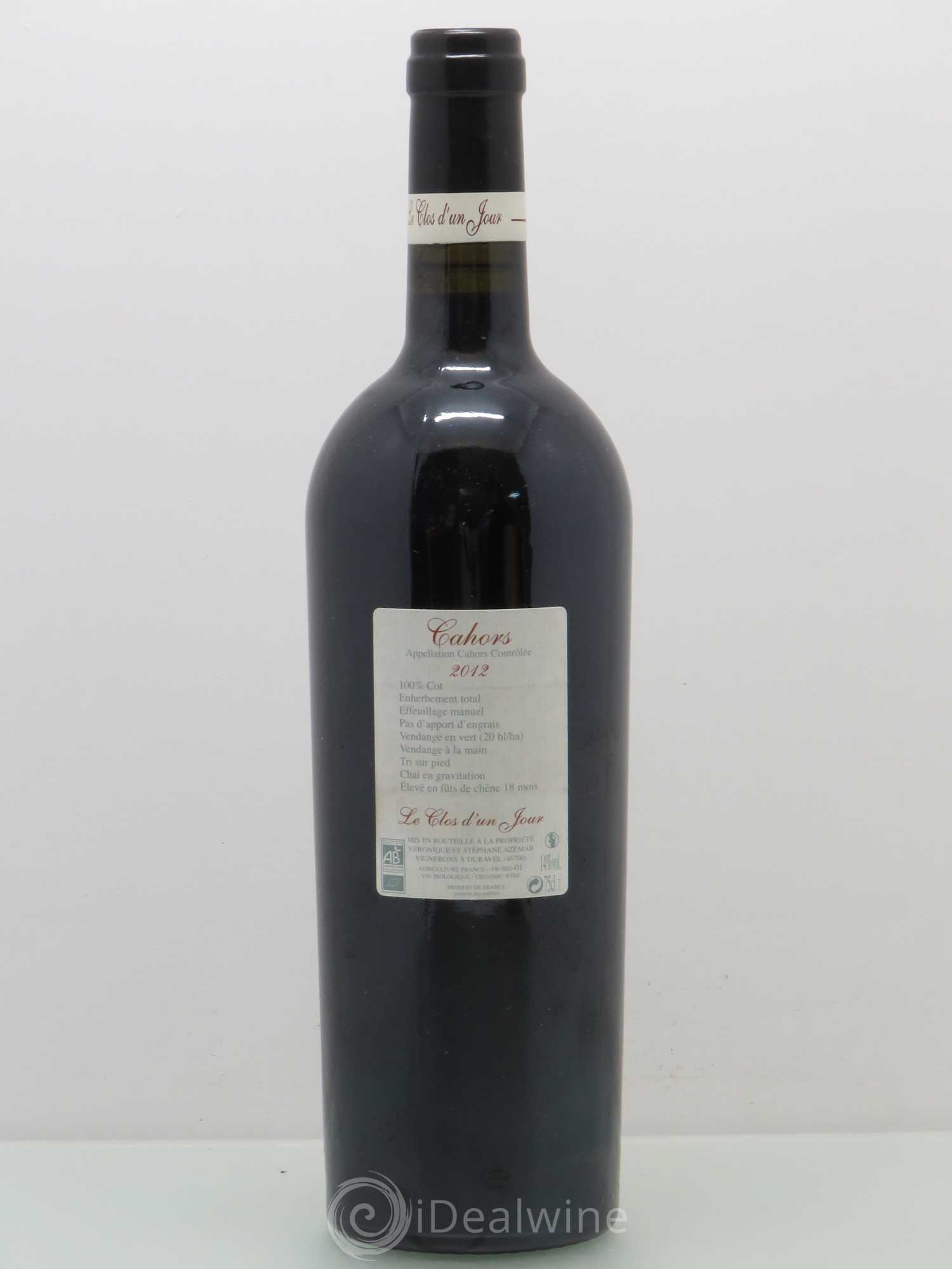 Cahors clos d'un jour un jour .... 2012 - Posten von 1 Flasche - 1