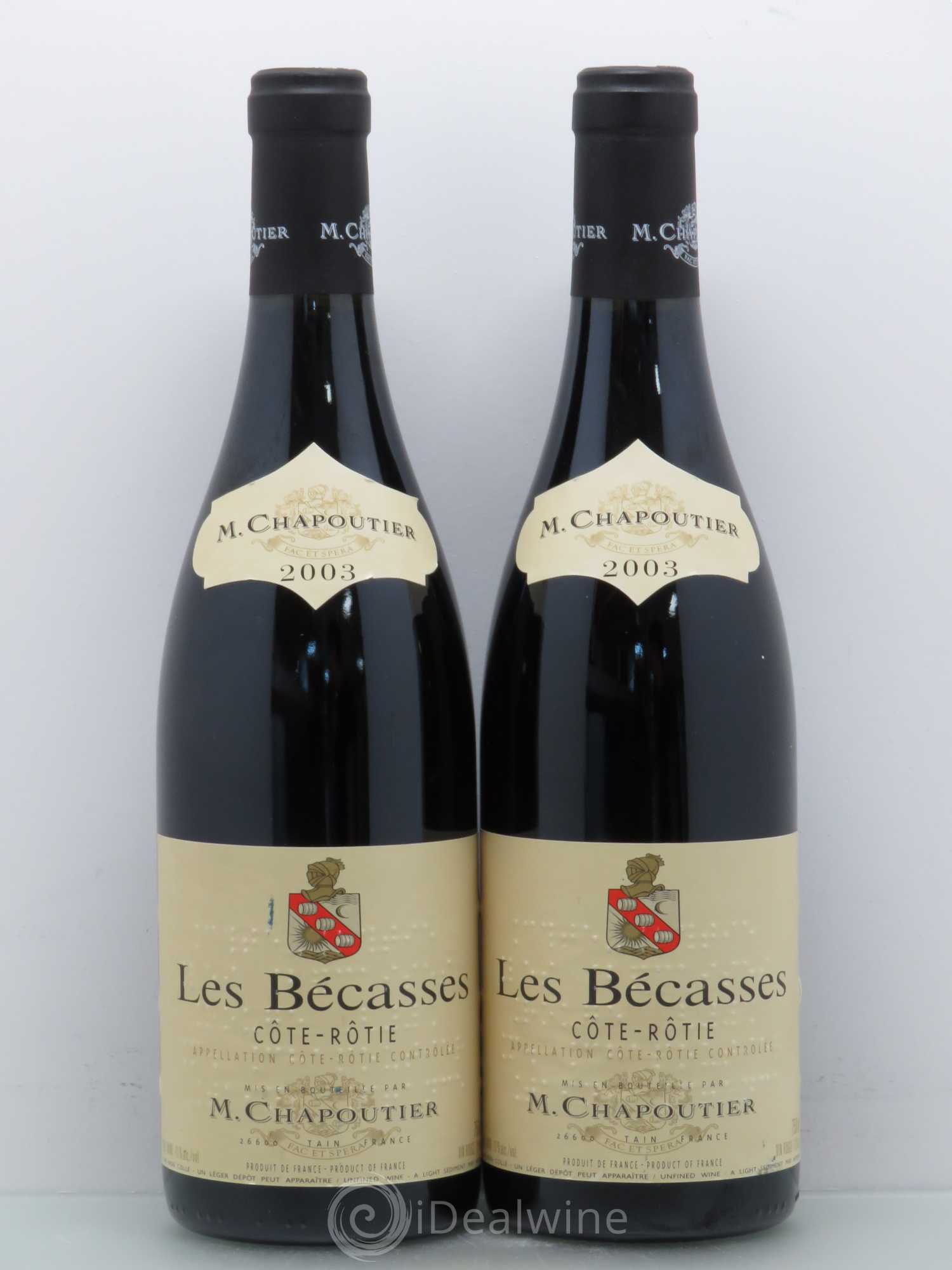 Côte-Rôtie Les Bécasses Chapoutier 2003 - Lot de 2 bouteilles - 0