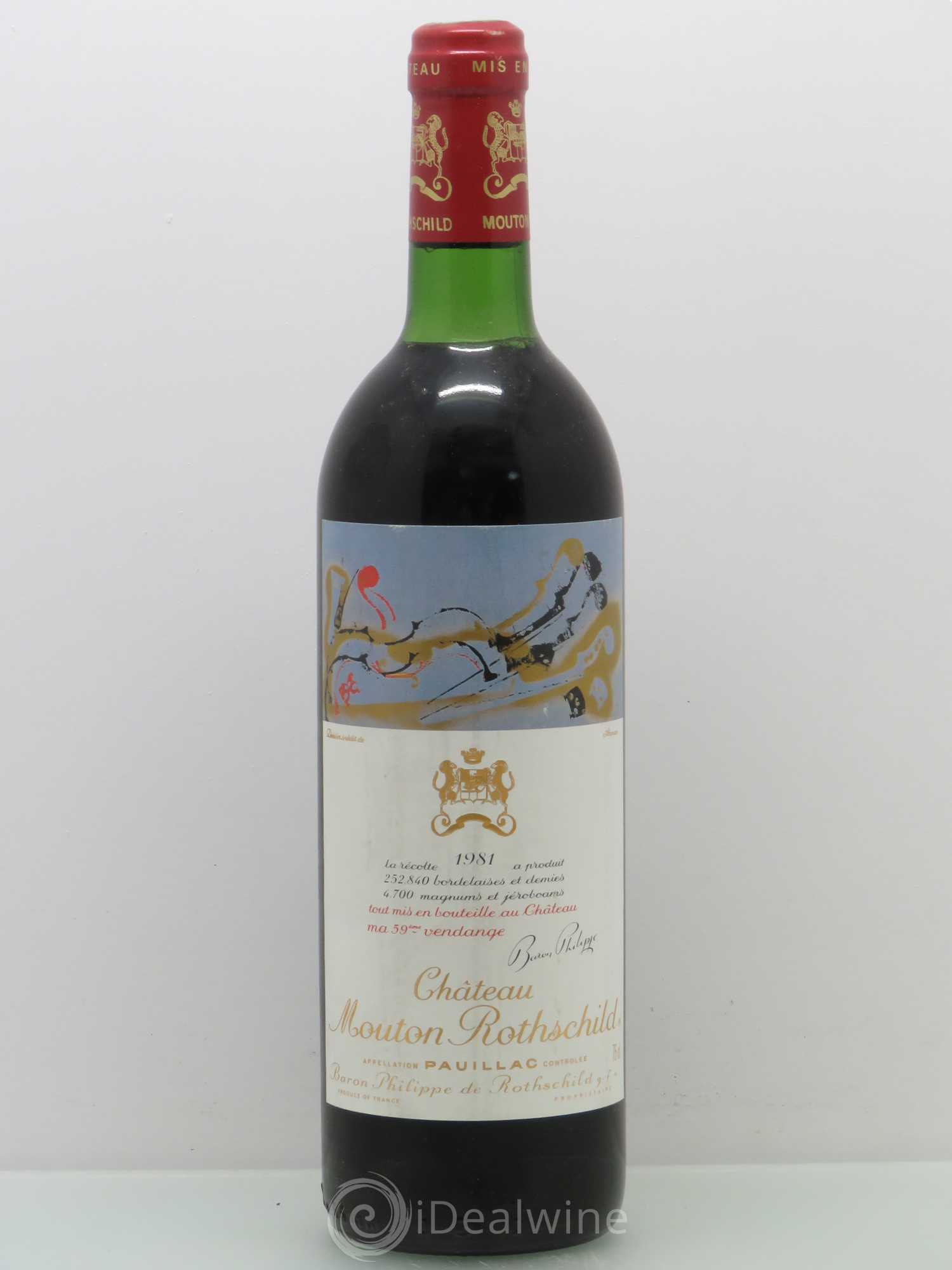 Château Mouton Rothschild 1er Grand Cru Classé 1981 - Lot de 1 bouteille - 0