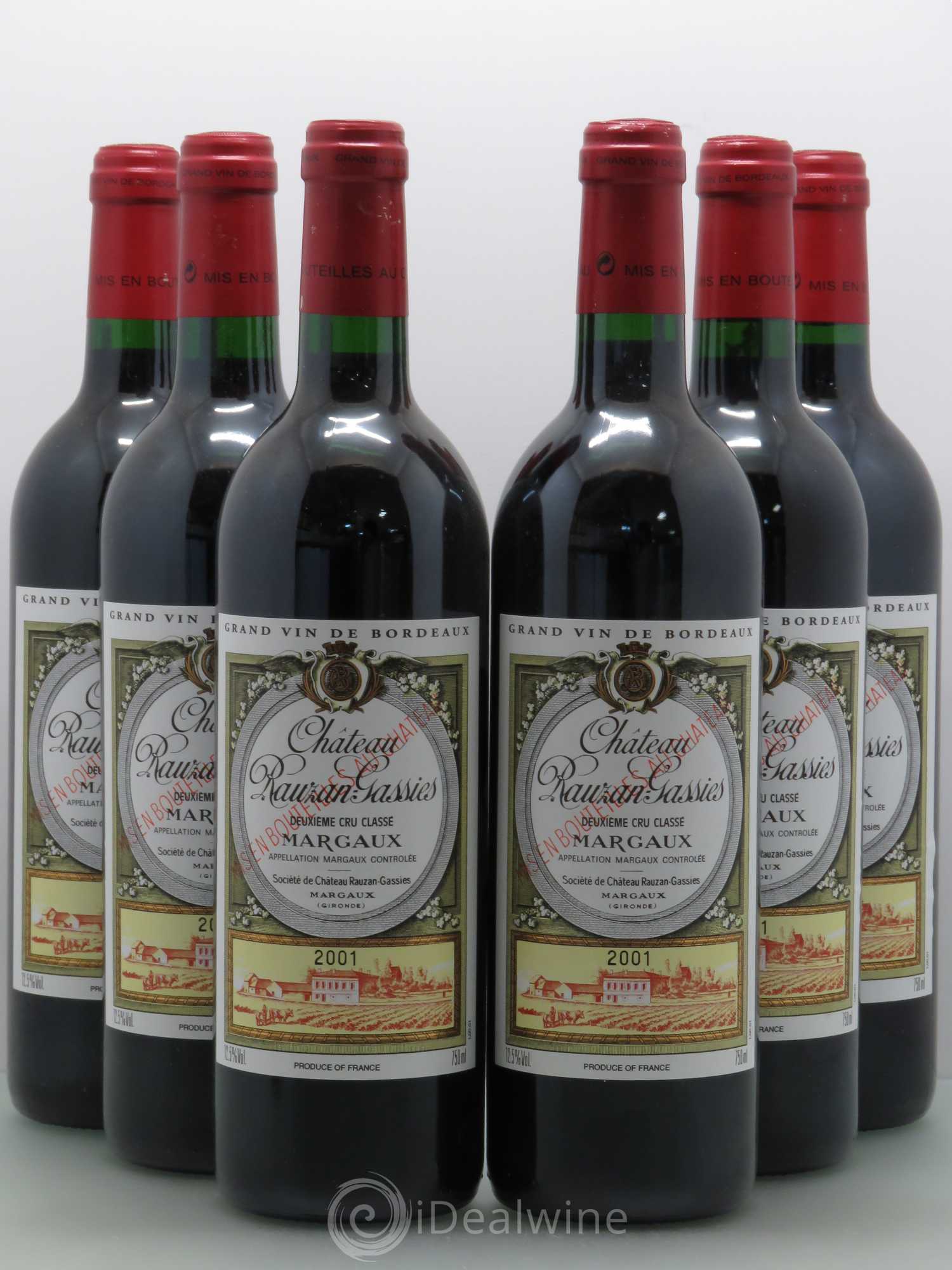 Château Rauzan-Gassies 2ème Grand Cru Classé (sans prix de réserve) 2001 - Lot de 6 bouteilles - 0
