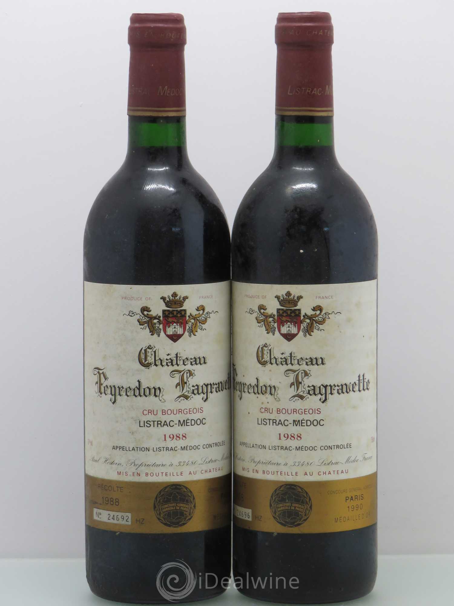 Listrac Listrac Peyredon Lagravette (sans prix de réserve) 1988 - Posten von 2 Flaschen - 0