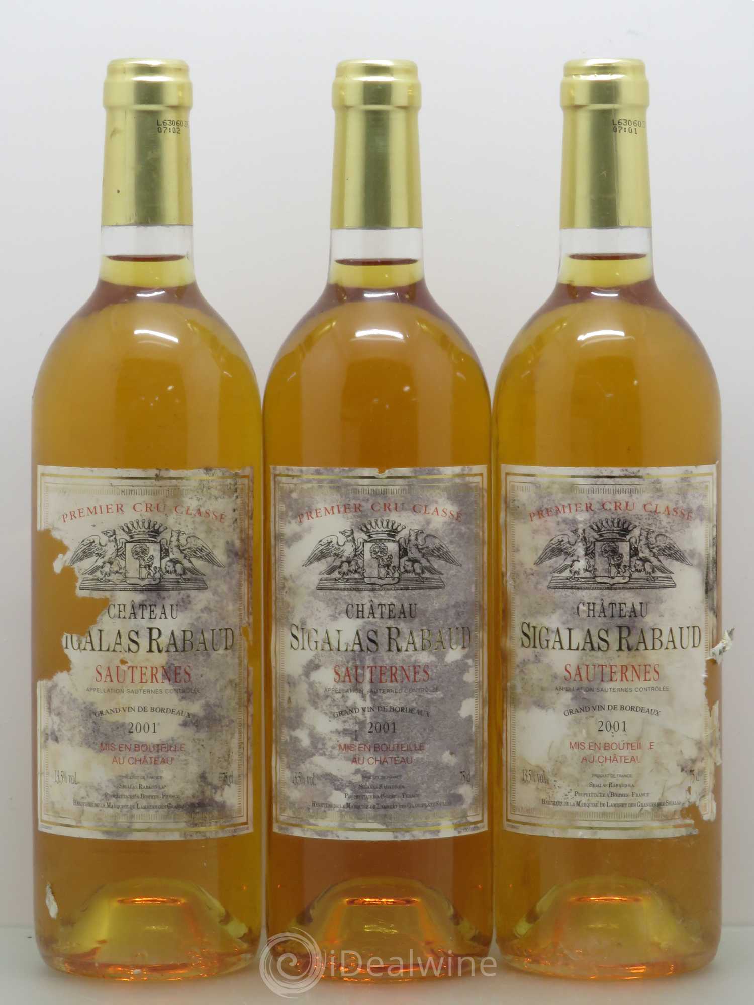 Château Sigalas Rabaud 1er Grand Cru Classé (senza prezzo di riserva) 2001 - Lotto di 3 bottiglie - 0