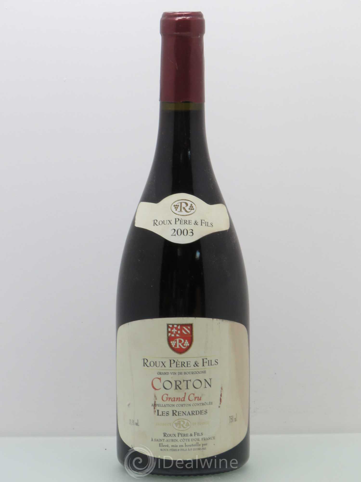 Corton Grand Cru Les Renardes Roux Pere Et Fils 2003 - Lot de 1 bouteille - 0