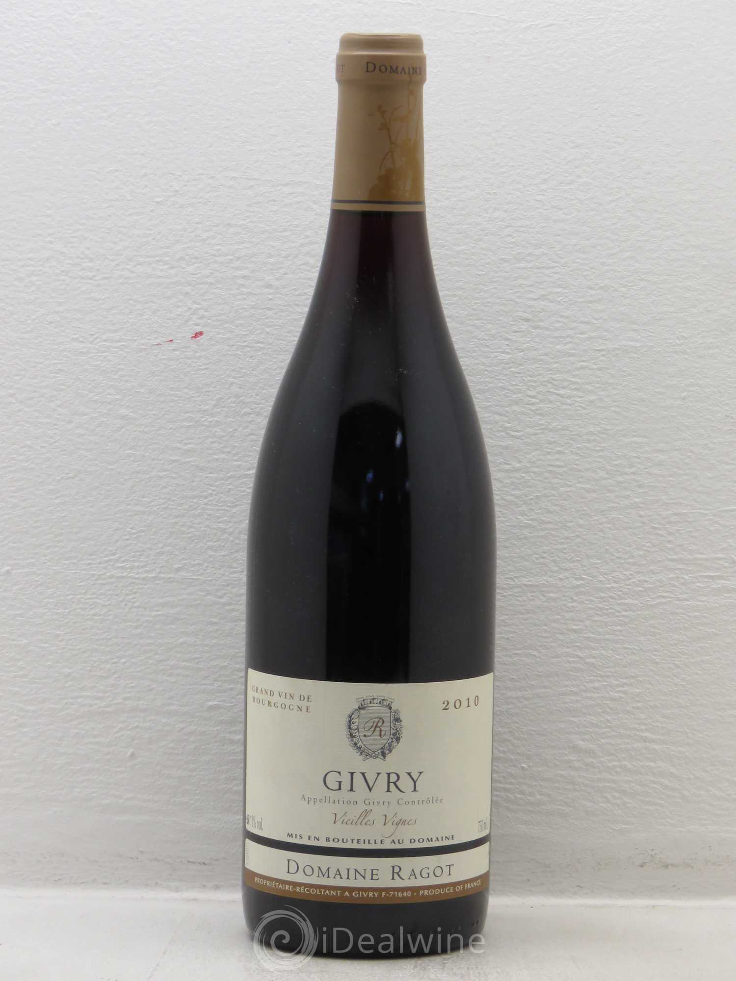 Givry Vieilles vignes Ragot (Domaine) 2010 - Lot de 1 bouteille - 0
