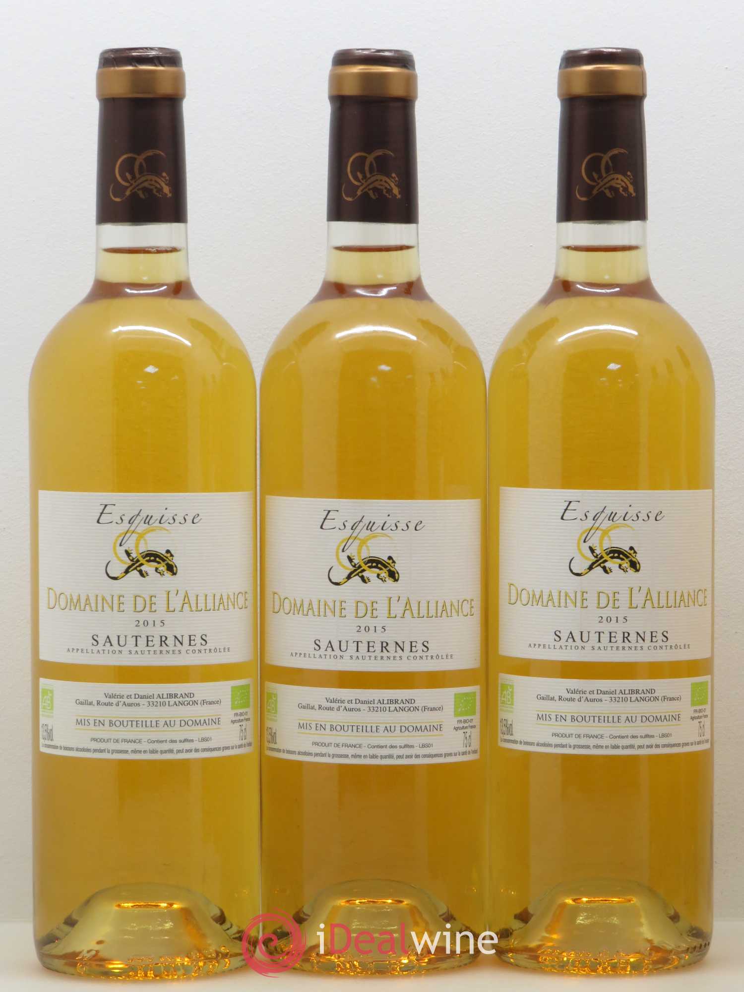 Sauternes Esquisse Domaine de l'Alliance 2015 - Lotto di 6 bottiglie - 1