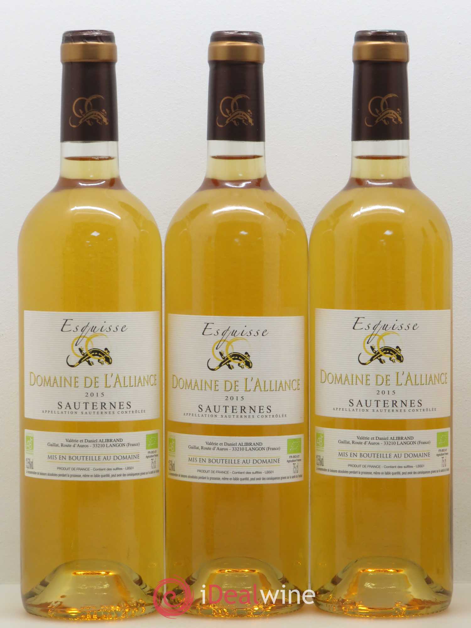 Sauternes Esquisse Domaine de l'Alliance 2015 - Lotto di 6 bottiglie - 2