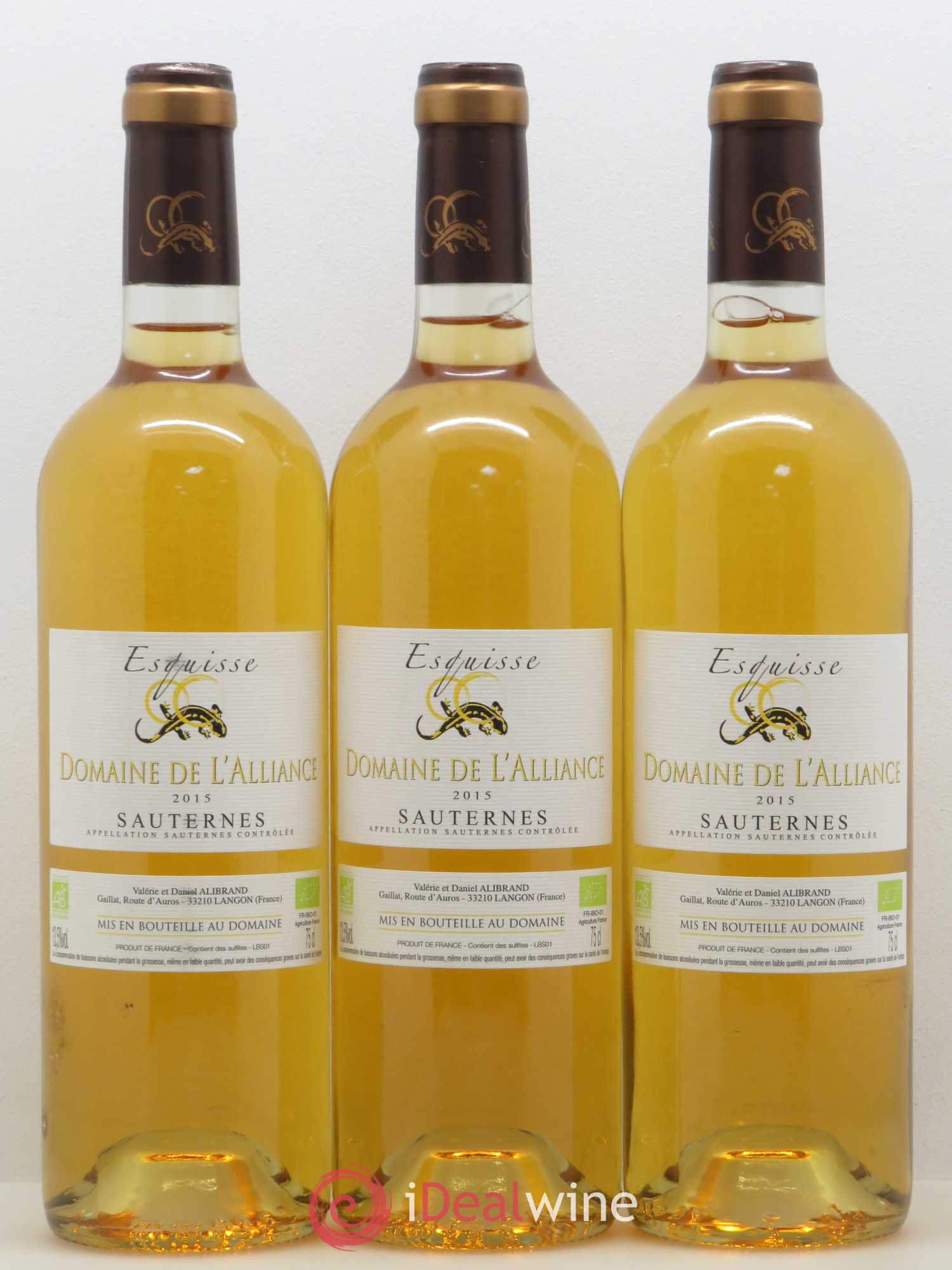 Sauternes Esquisse Domaine de l'Alliance 2015 - Lotto di 3 bottiglie - 0