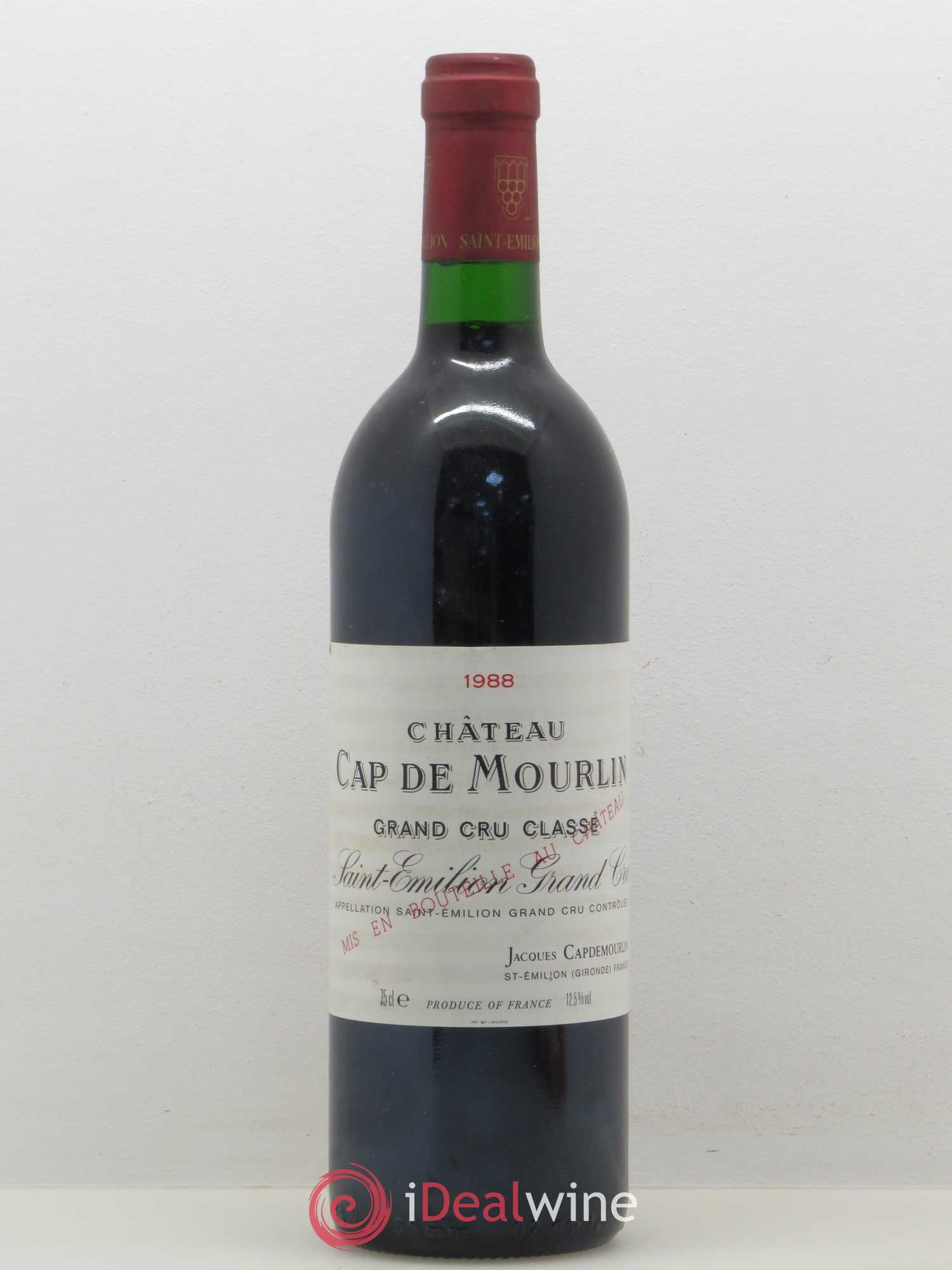 Château Cap de Mourlin Grand Cru Classé 1988 - Lot de 1 bouteille - 0