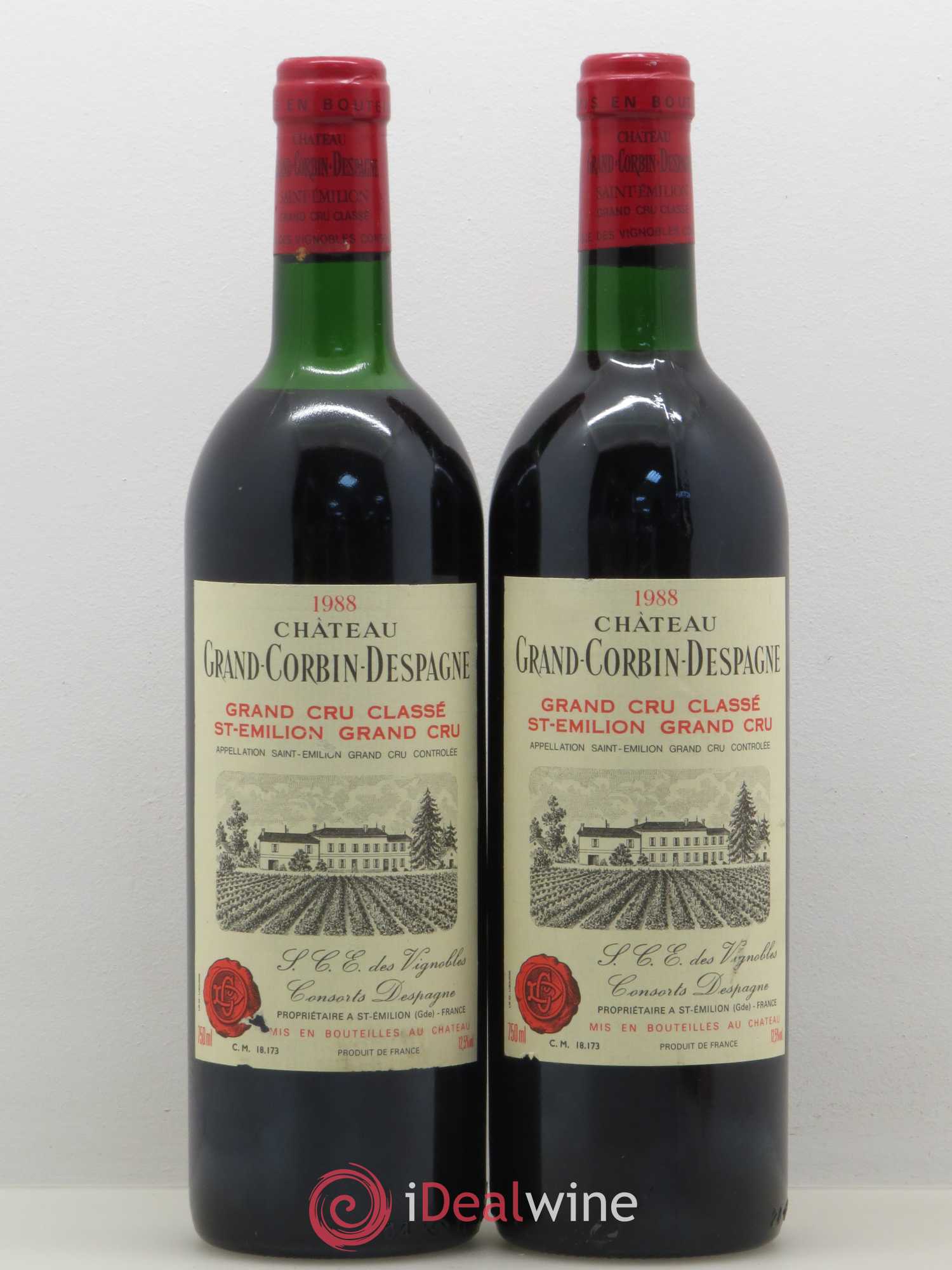 Château Grand Corbin Despagne Grand Cru Classé 1988 - Lot de 2 bouteilles - 0