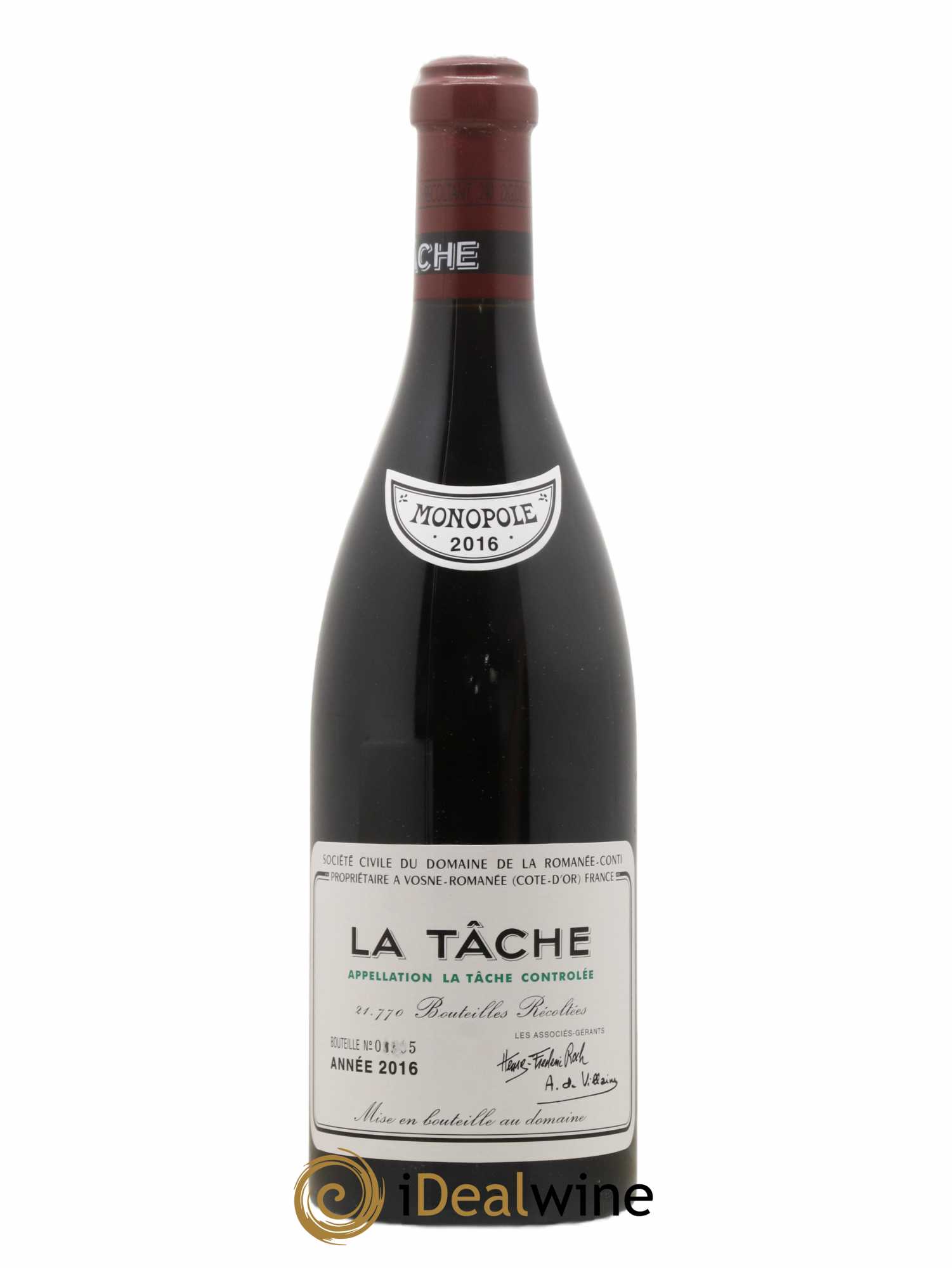 La Tâche Grand Cru Domaine de la Romanée-Conti 2016 - Lot de 1 bouteille - 0