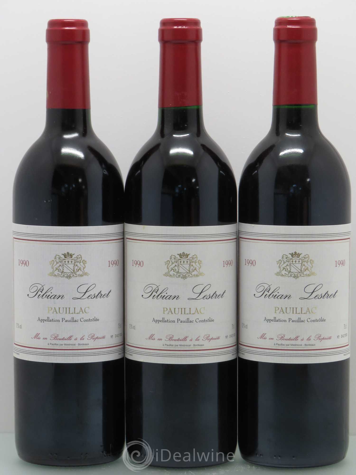 Bordeaux Pibran Lestret Pauillac 1990 - Posten von 3 Flaschen - 0